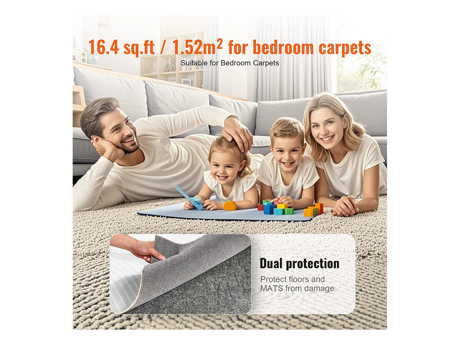 Alfombra Antideslizante para Moqueta SucceBuy, 153x244 cm, 6 mm de Grosor, para Suelos, Color No Especificado