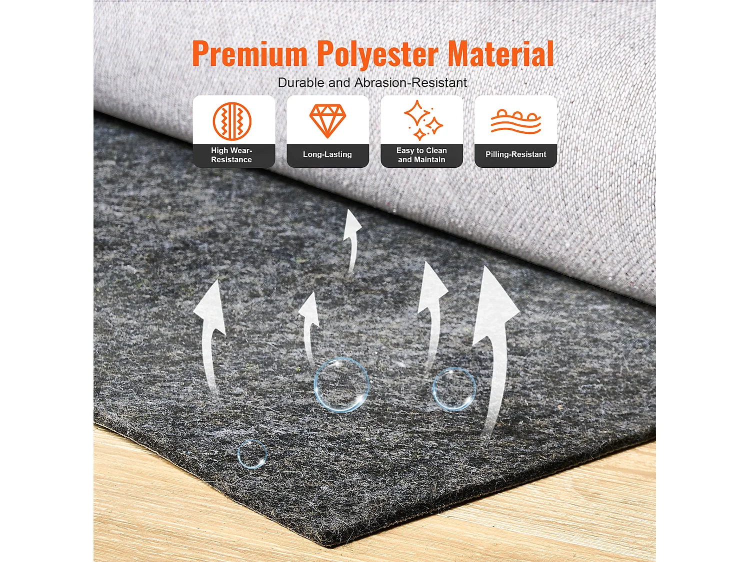 Tapis Antidérapant pour Tapis SucceBuy, 153x244 cm, 6 mm d'Épaisseur, pour Sol, Couleur Non Spécifiée