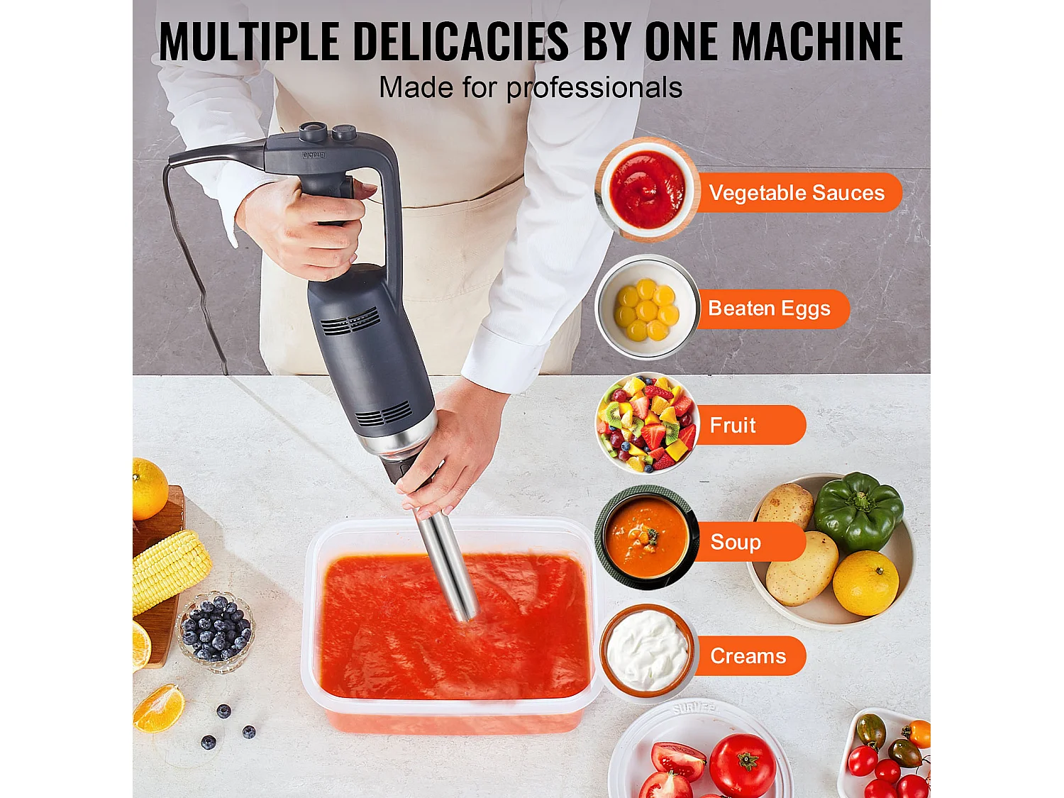 Mixeur Commercial SucceBuy, Mélangeur à Immersion, 350 W, 508 mm, Mélangeur à Main Robuste, avec Lame en Acier Inoxydable