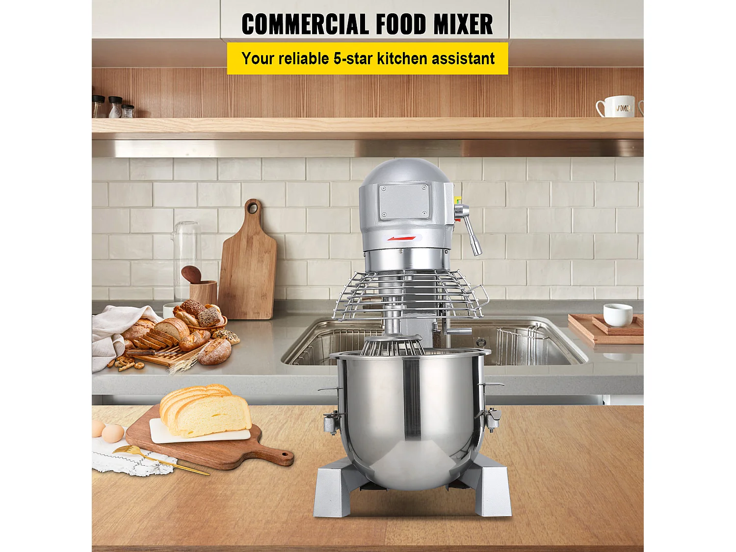 Misturador SucceBuy 14 L 600 W, Misturador sobre Base Robusta com 3 Velocidades para Alimentos e Massas