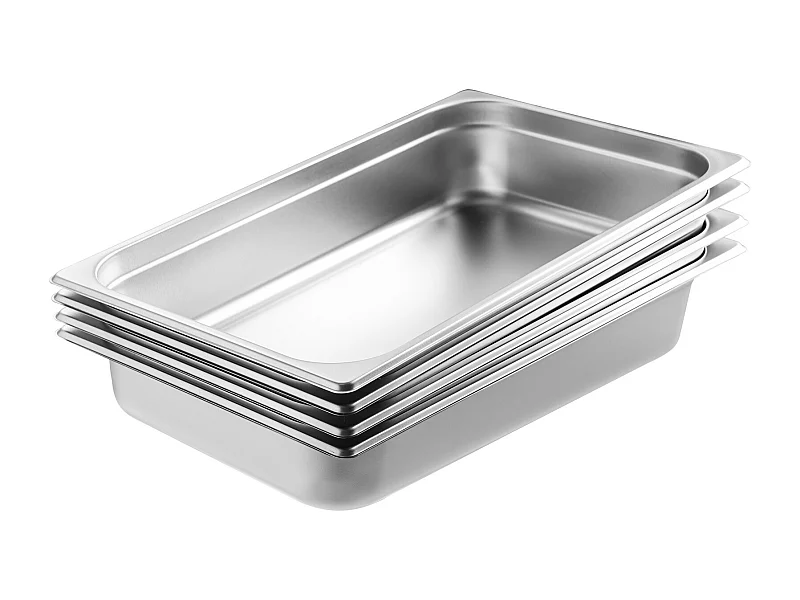 Plat SucceBuy Lot de 4 Casseroles d'H么tel de Taille Standard, Casserole Profonde en Acier Inoxydable de 10.16CM avec Couvercle