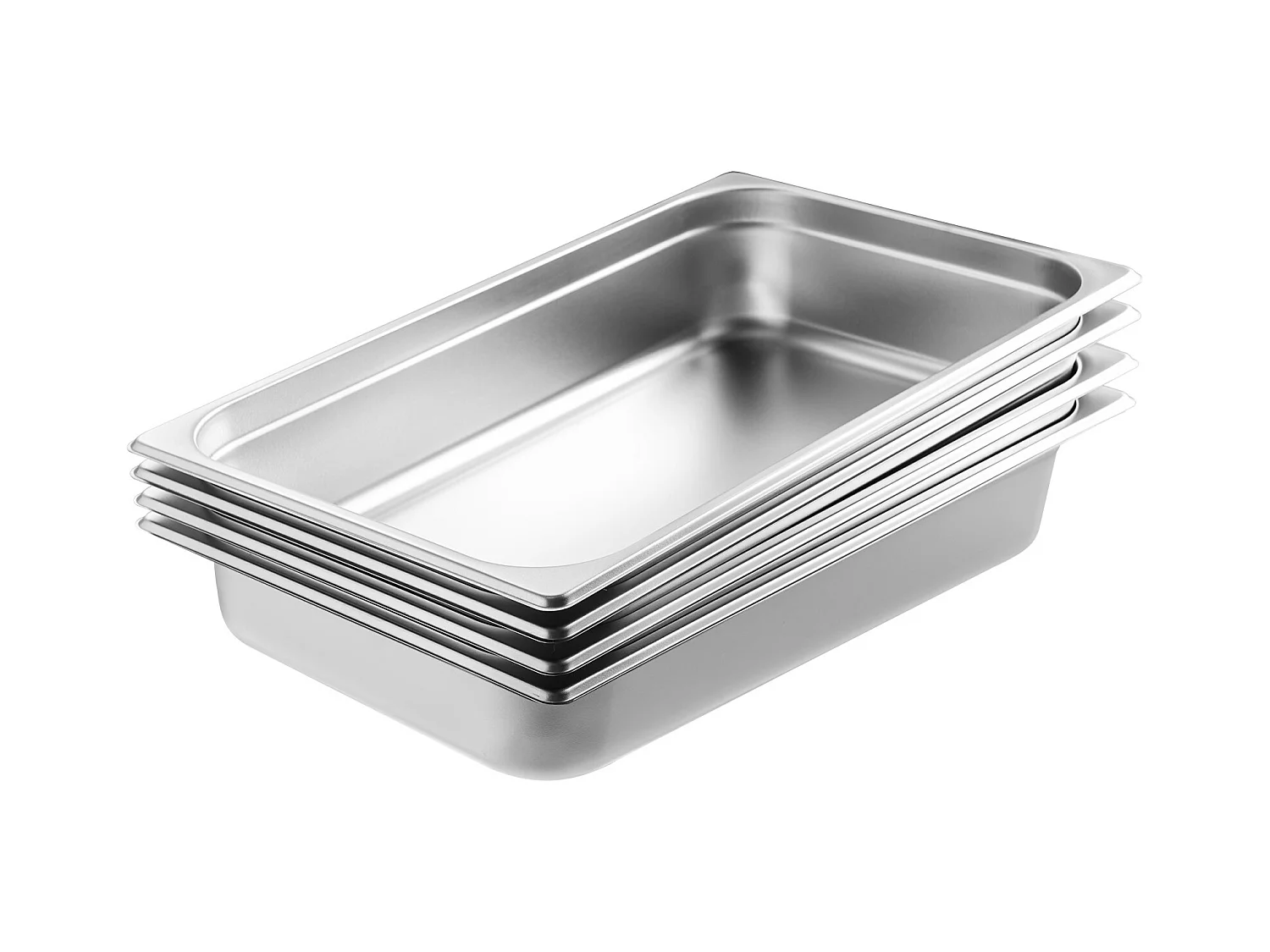 Plat SucceBuy Lot de 4 Casseroles d'H么tel de Taille Standard, Casserole Profonde en Acier Inoxydable de 10.16CM avec Couvercle