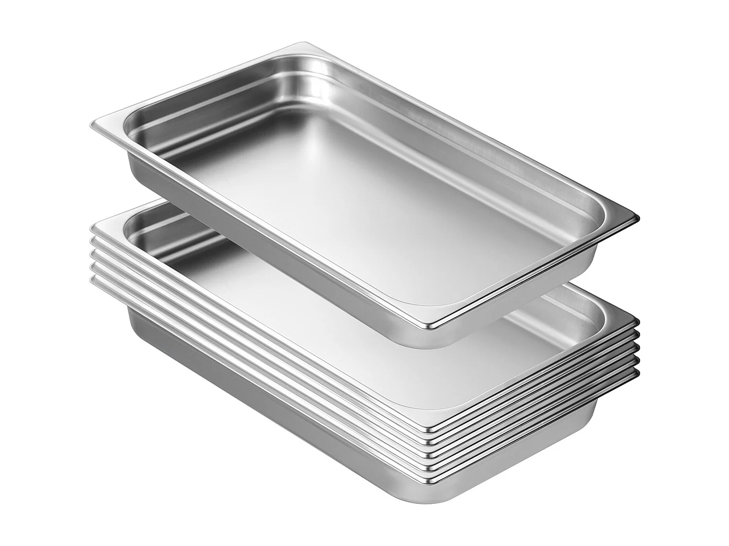 Plat SucceBuy Lot de 6 Poêles à Vapeur pour Hôtel, en Acier Inoxydable, de 6.3 cm de Profondeur, pour Une Utilisation Industrielle et Scientifique