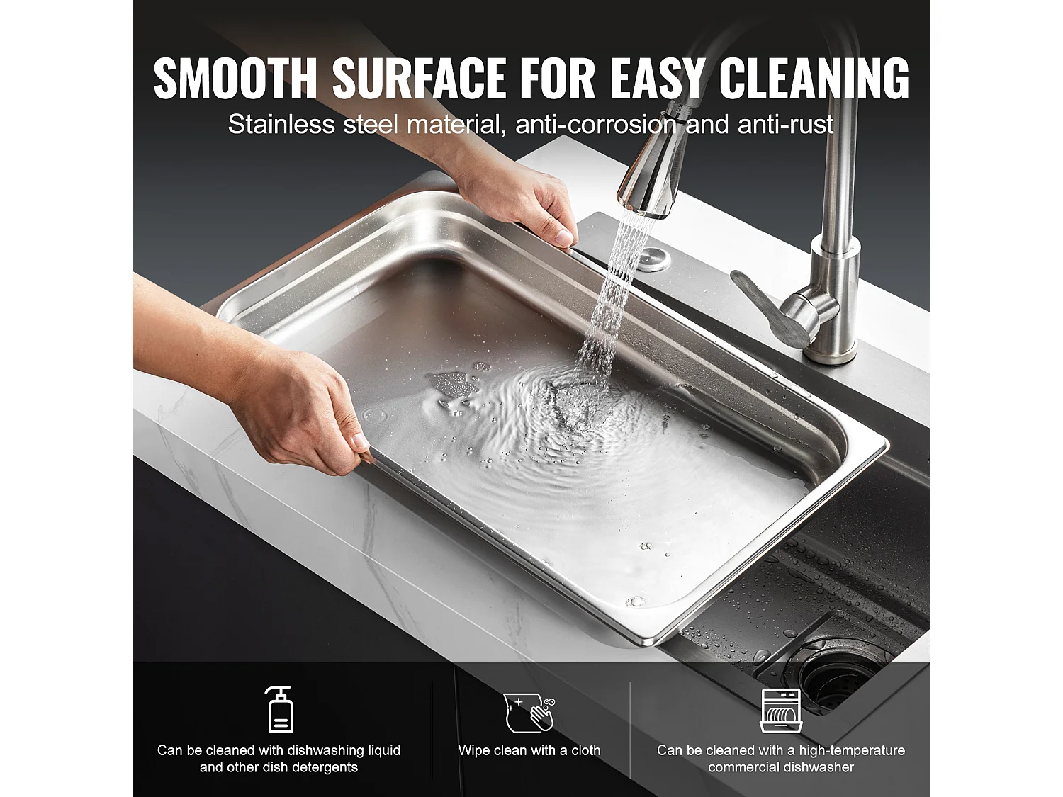 Plat SucceBuy Lot de 6 Poêles à Vapeur pour Hôtel, en Acier Inoxydable, de 6.3 cm de Profondeur, pour Une Utilisation Industrielle et Scientifique