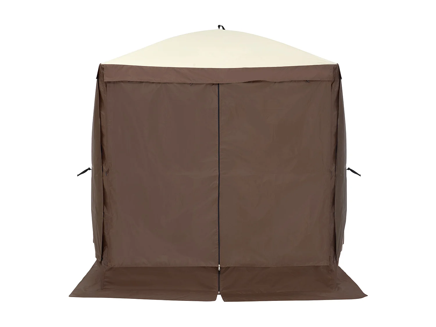 Tonnelle SucceBuy Tente Tonnelle Escamotable, Abri Solaire à 4 Côtés avec Panneaux D'intimité et Fenêtres, 1,8 x 1,8 M avec Moustiquaire, Marron