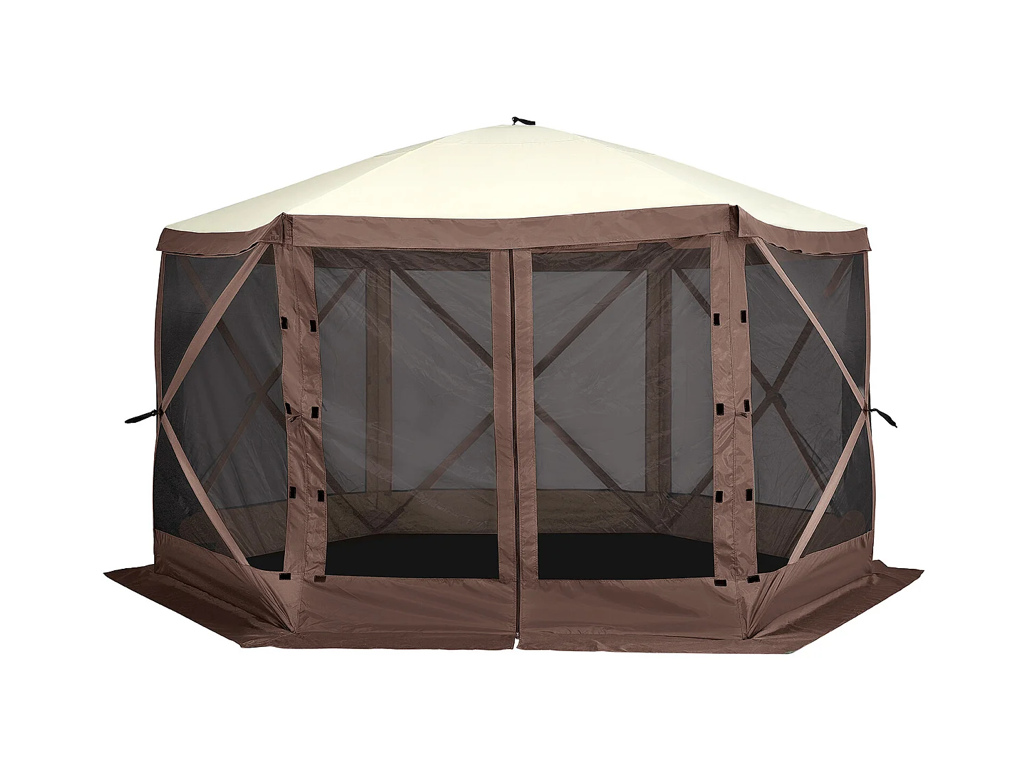 Pavillonzelt SucceBuy Pop-Up-Pavillonzelt, 6-Seitiger Sonnenschutz mit Abnehmbaren Sichtschutzwänden und Netzfenstern, 350,5 x 350,5 Cm