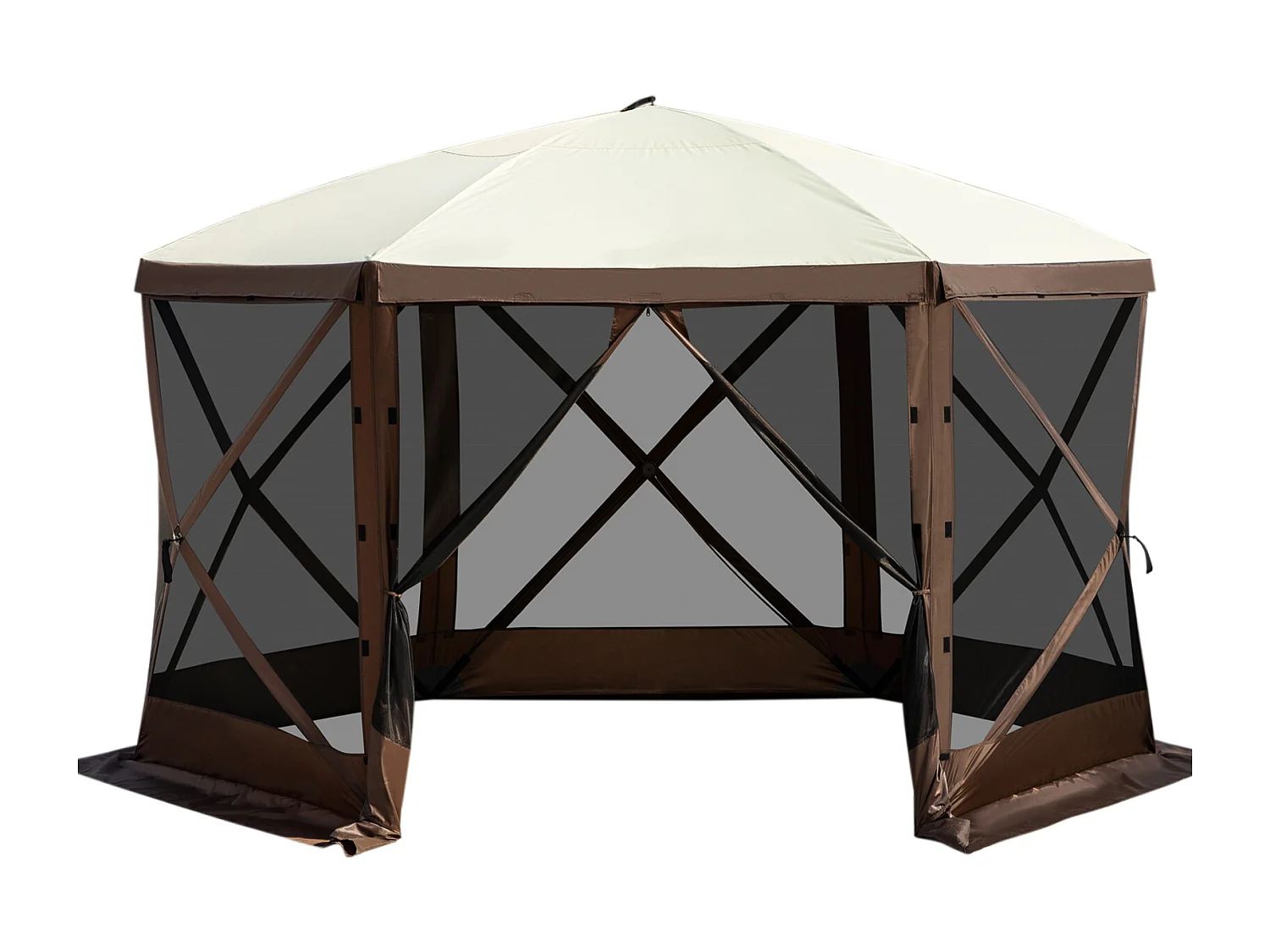 Tonnelle SucceBuy Gazebo de camping escamotable 365Cm x 365Cm, Abri à Auvent à 6 Côtés, Pare-Soleil