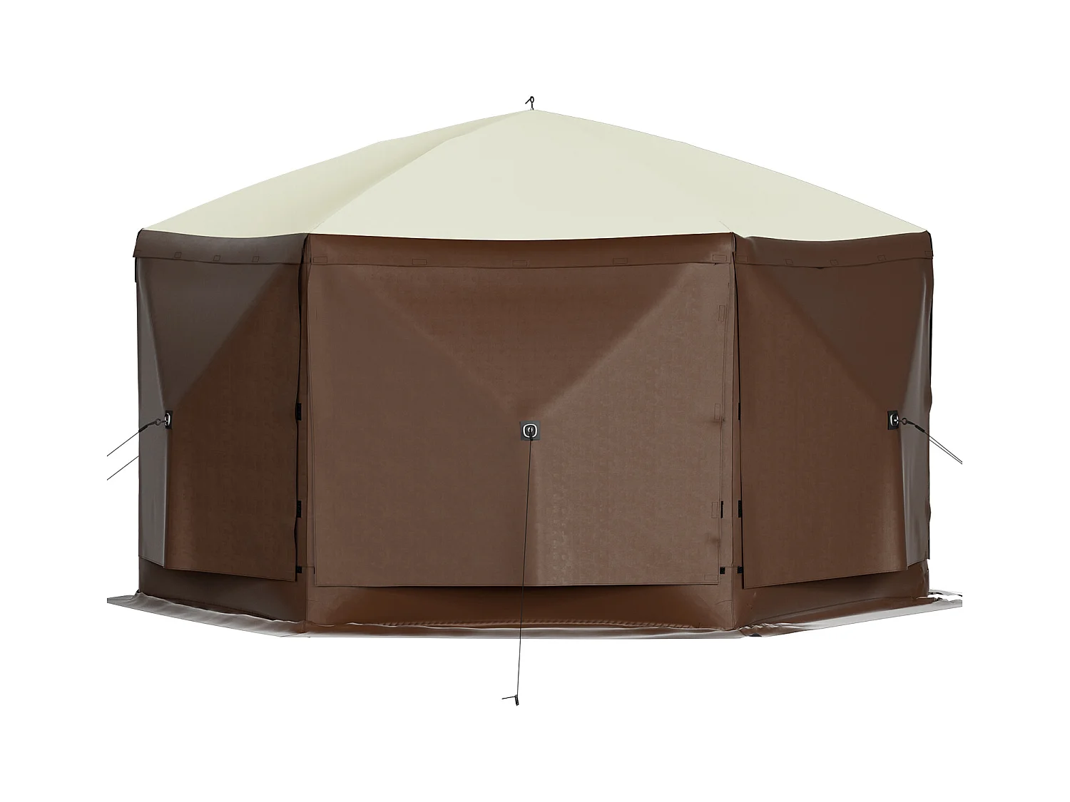 Pavillonzelt SucceBuy Pavillon-Gartenzelt, 305 x 305 Cm, 6-Seitiger Pop-Up-Campingunterstand mit Netzfenstern, Tragbarer Tragetasche und Erdnägeln