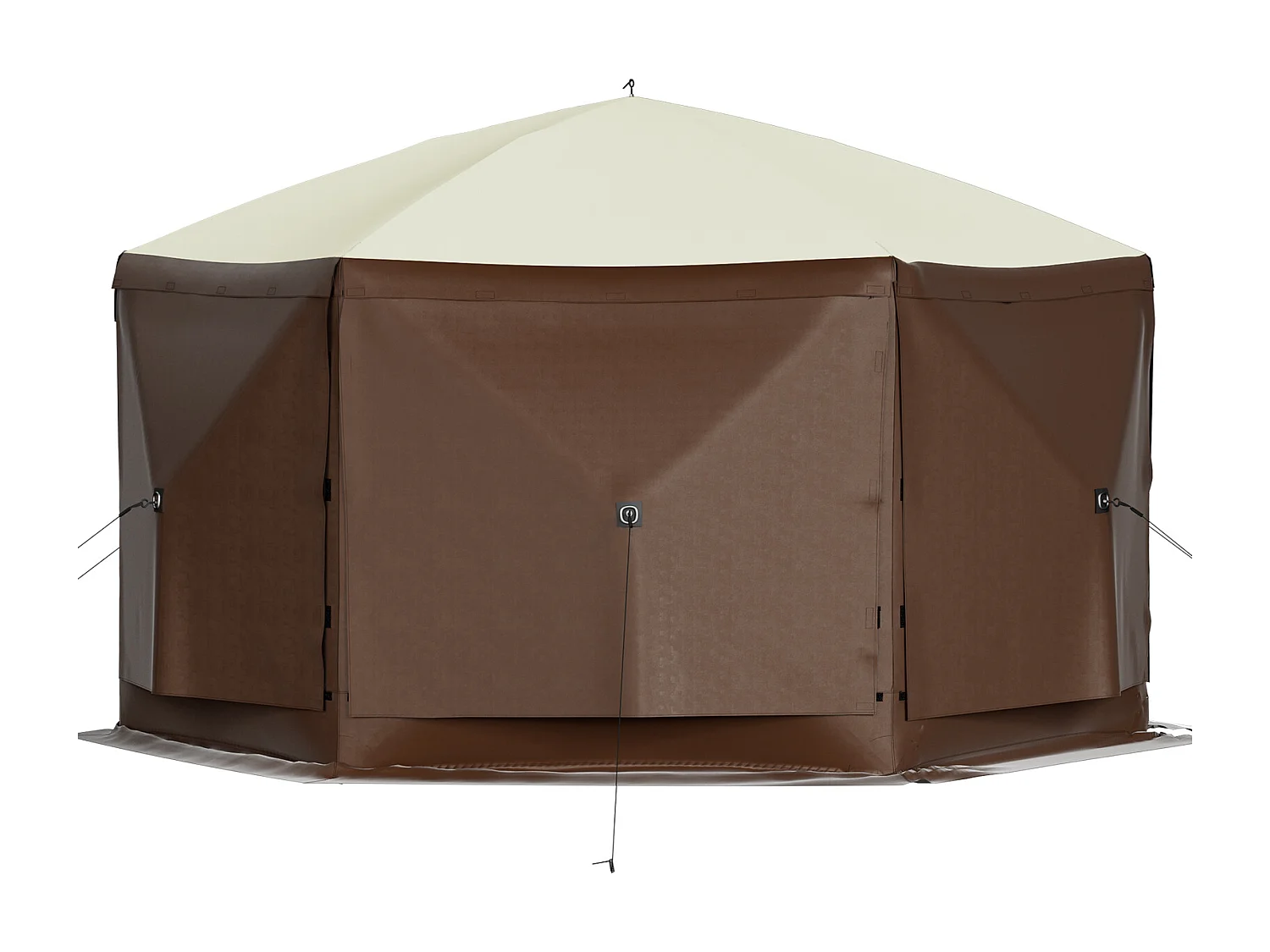 Tent SucceBuy Gazebo Tuintent, 305 x 305 Cm 6-Zijdige Opvouwbare Kampeerschuilplaats met Gaasramen, Draagbare Draagtas en Grondpennen