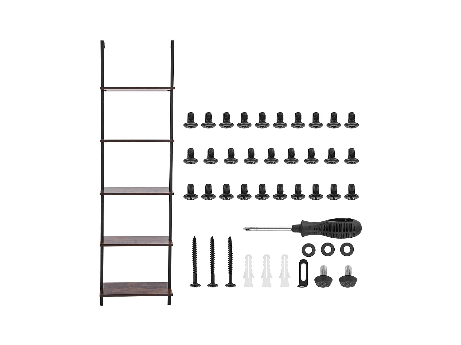 Étagère Mural Industrielle SucceBuy, 5 Niveaux,48x30 cm, Montage Mural, Bois Rustique, Rangement, Noir