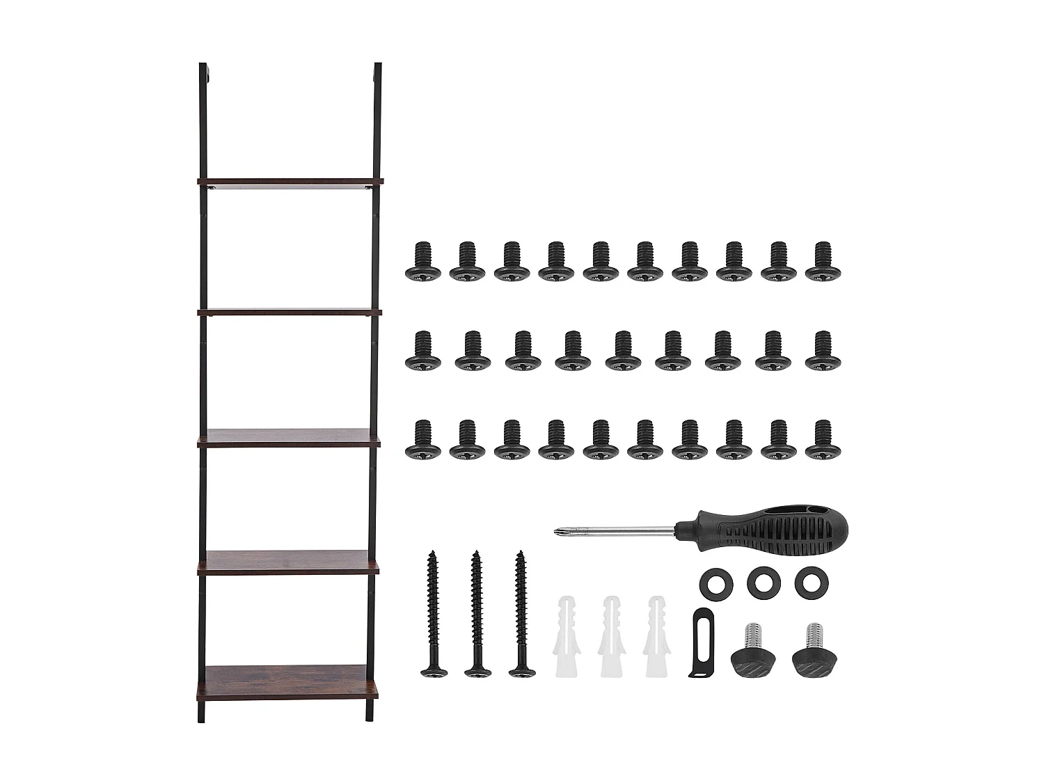 Étagère Mural Industrielle SucceBuy, 5 Niveaux,48x30 cm, Montage Mural, Bois Rustique, Rangement, Noir