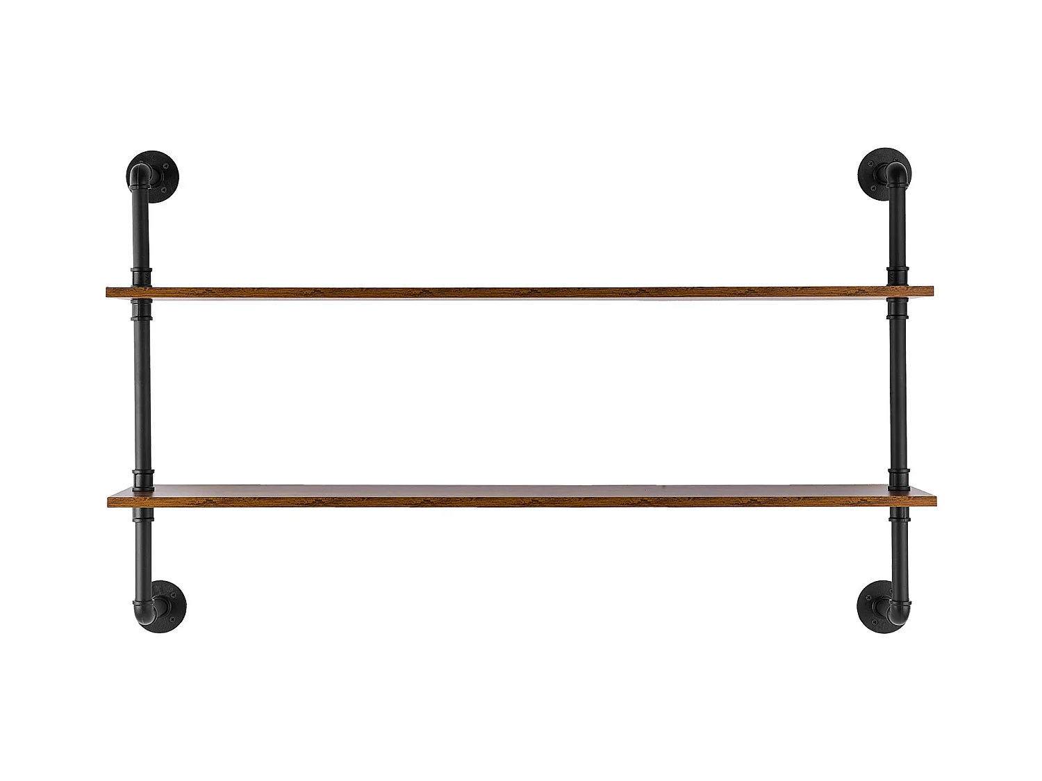 Étagère Murale Tuyau Industrielle SucceBuy, 124,5x26 cm, 2 Niveaux, Support de Rangement Mural en Bois Rustique, Noir