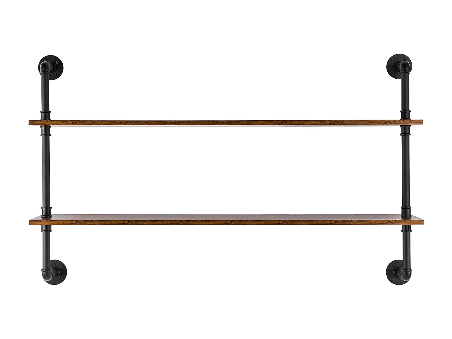 Étagère Murale Tuyau Industrielle SucceBuy, 124,5x26 cm, 2 Niveaux, Support de Rangement Mural en Bois Rustique, Noir