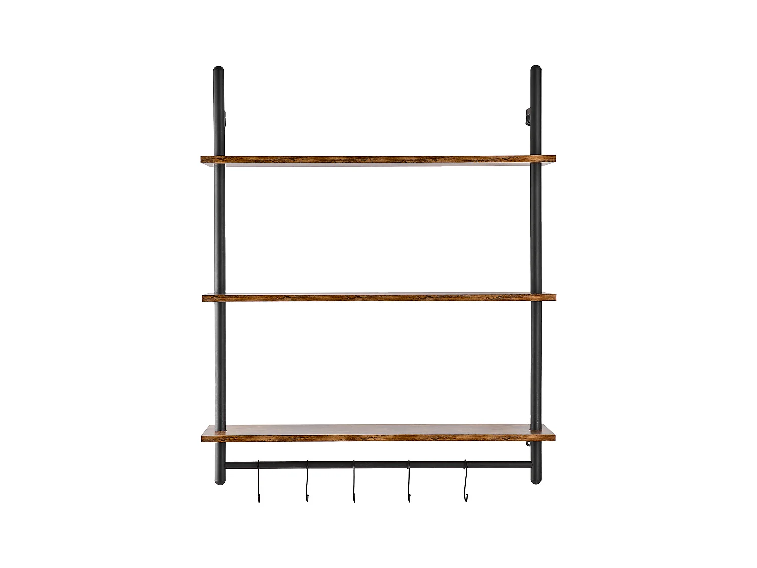 Industrielles Rohr-Wandregal SucceBuy, 80x24,5 cm, 3 Ebenen, Rustikales Wandaufbewahrungshalter aus Holz