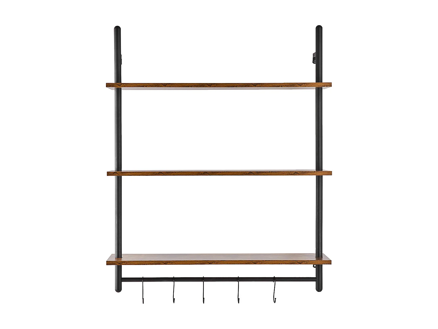 Étagère Murale Tuyau Industrielle SucceBuy, 80x24,5 cm, 3 Niveaux, Support de Rangement Mural en Bois Rustique