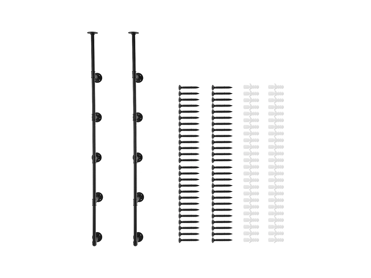 Étagère Murale Tuyau Industrielle SucceBuy, 5 Niveaux, Lot de 2, pour Planche 30 cm, Montage Mural, Rangement, Métal