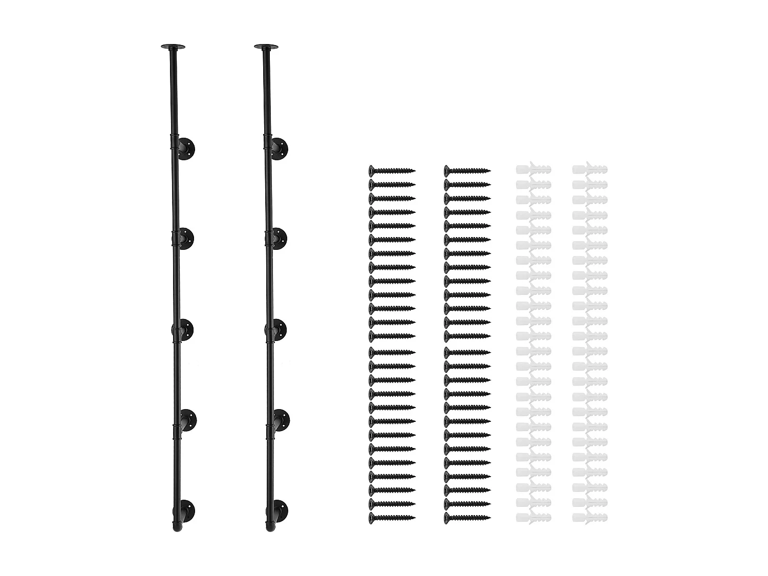 Étagère Murale Tuyau Industrielle SucceBuy, 5 Niveaux, Lot de 2, pour Planche 30 cm, Montage Mural, Rangement, Métal