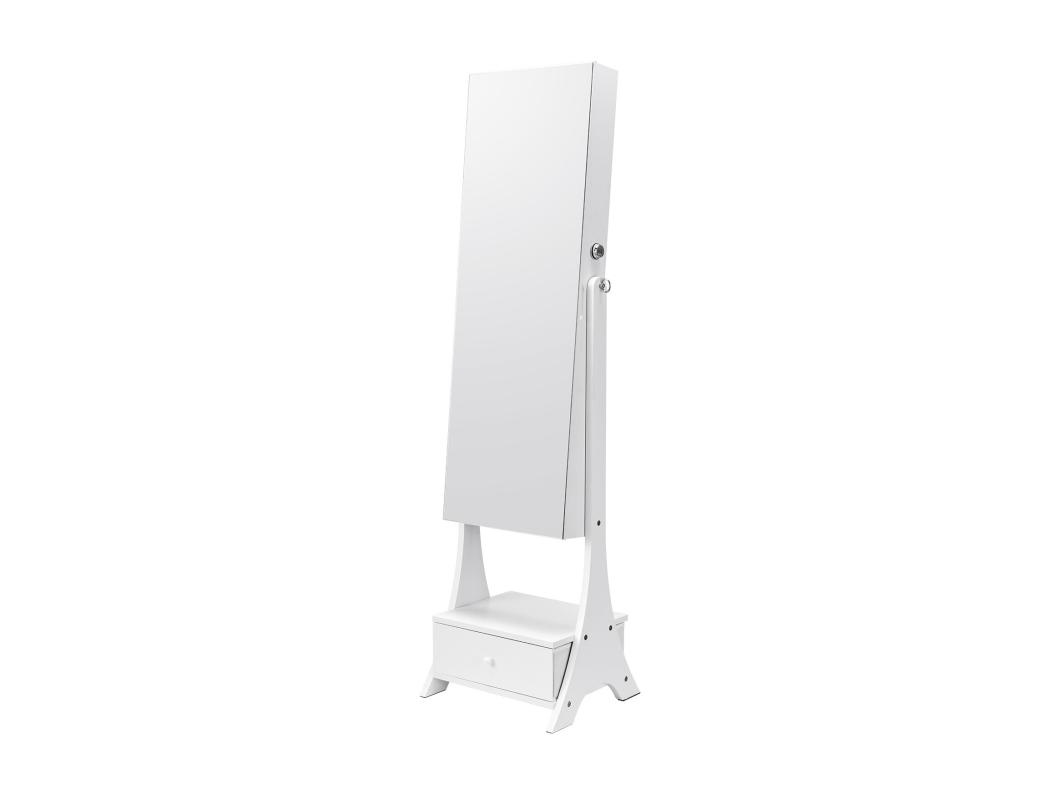Mobiletto Portagioie SucceBuy Armadietto a Specchio con Supporto, Contenitore Completo, Bianco