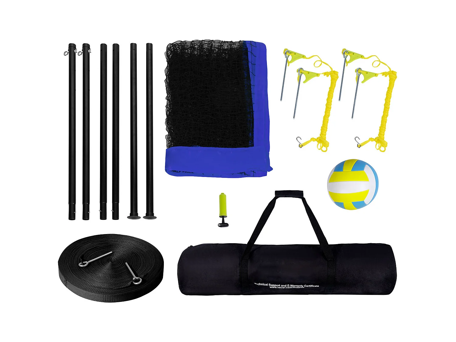 Filet de Badminton, SucceBuy Système de Filet de Volley-ball Portable d'Extérieur, Poteaux à Hauteur Réglable, Sac de Transport