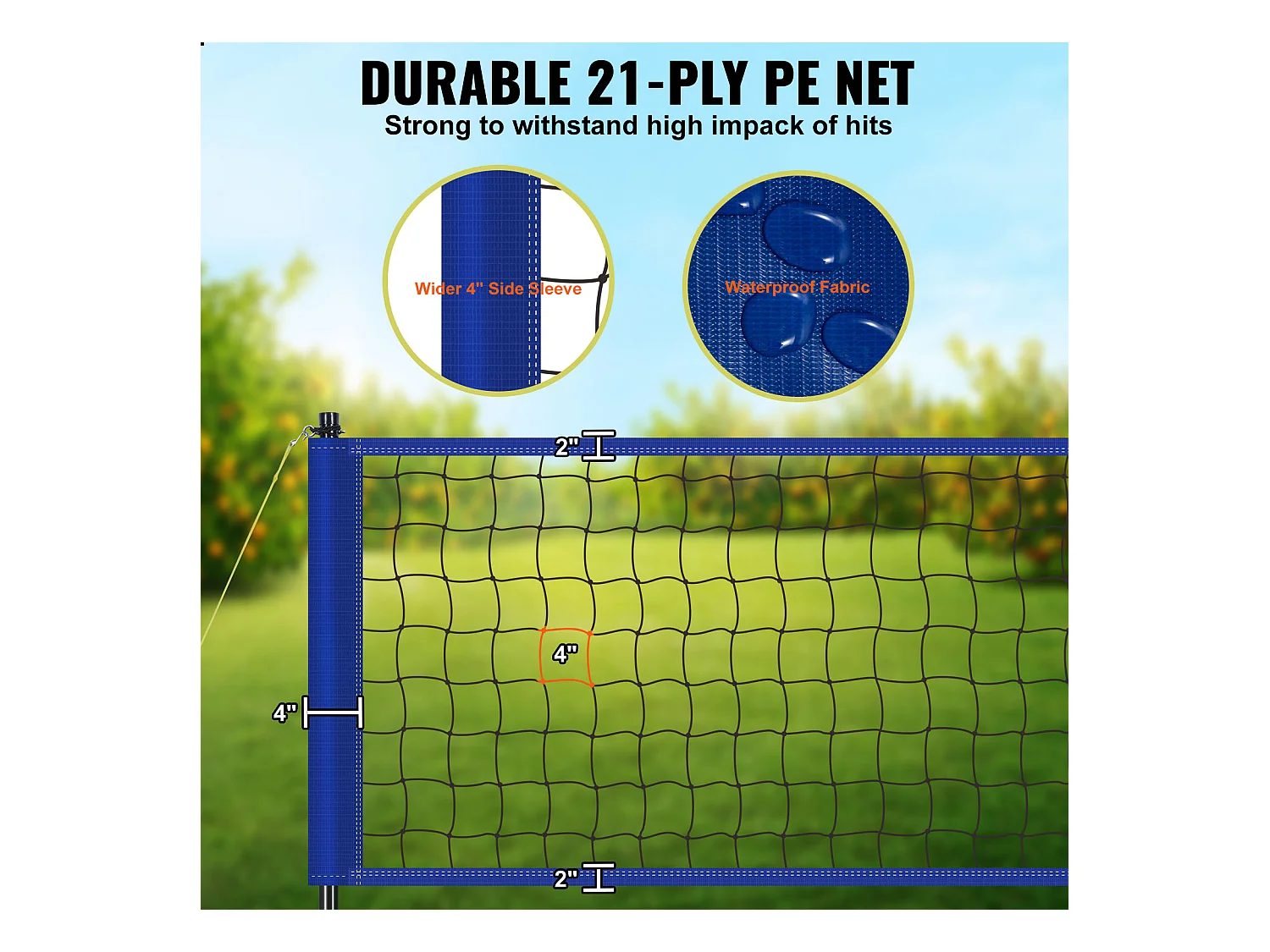 Filet de Badminton, SucceBuy Système de Filet de Volley-ball Portable d'Extérieur, Poteaux à Hauteur Réglable, Sac de Transport