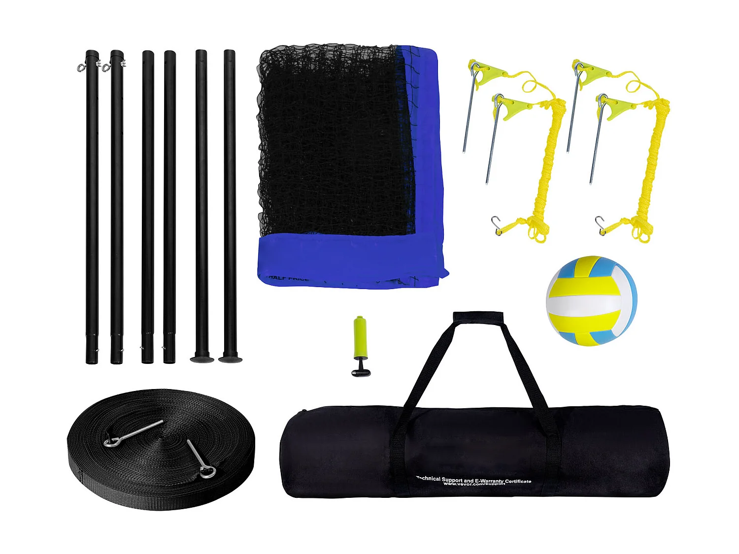 Filet de Badminton, SucceBuy Système de Filet de Volley-ball Portable d'Extérieur, Poteaux à Hauteur Réglable, Sac de Transport