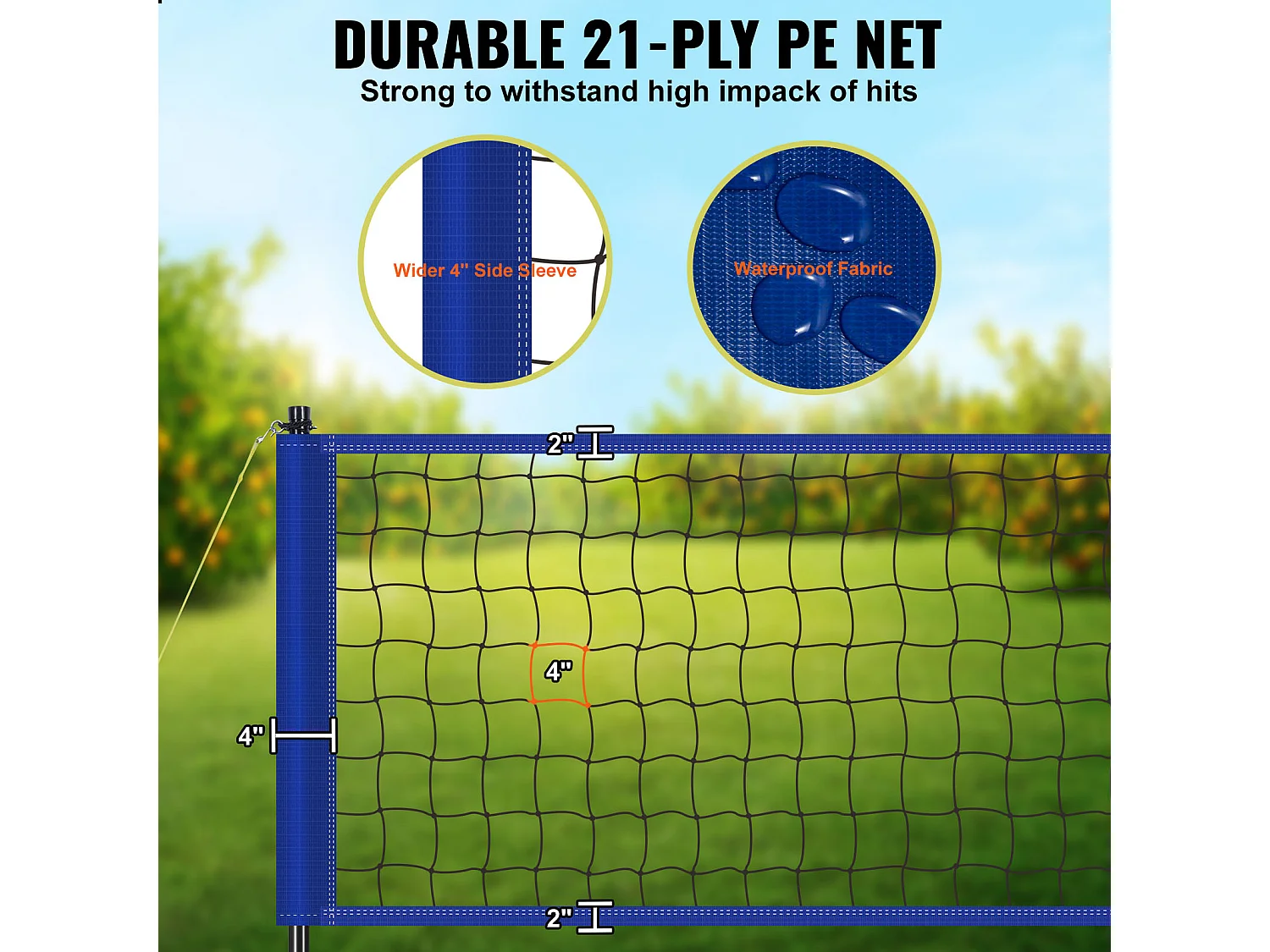 Filet de Badminton, SucceBuy Système de Filet de Volley-ball Portable d'Extérieur, Poteaux à Hauteur Réglable, Sac de Transport