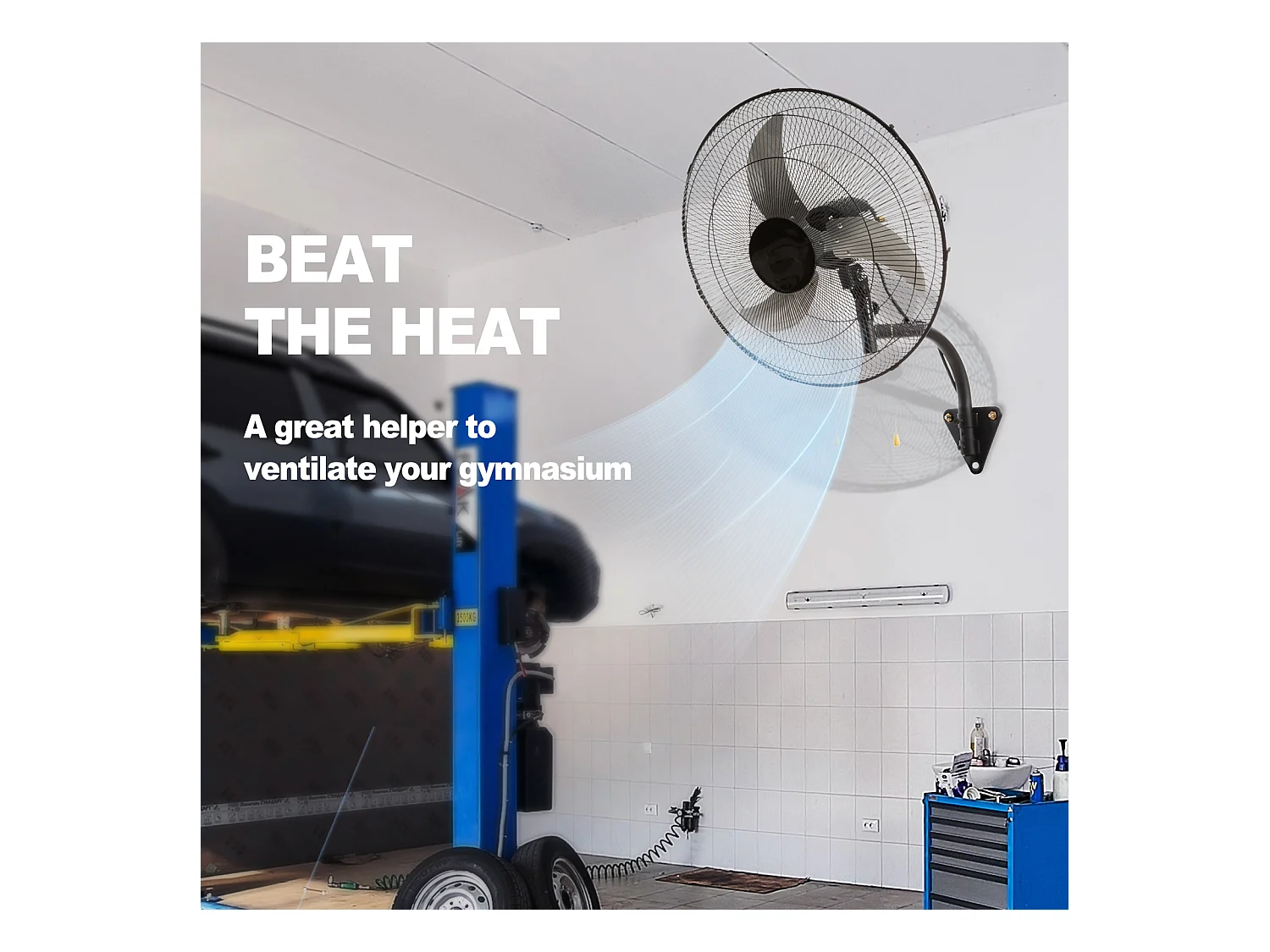 Ventilateur Mural SucceBuy, 44cm, 4000 CFM, 3 Vitesses, Noir, pour Refroidir Entrepôt, Serres, les Ateliers, les Patios et les Sous-Sols