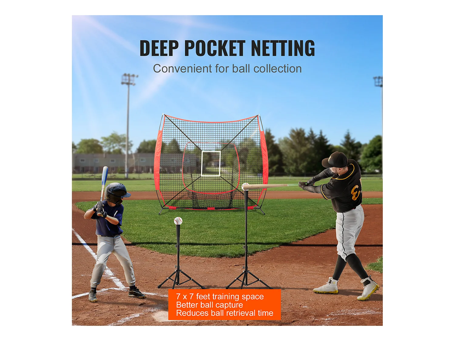 Filet d'Entraînement SucceBuy de Baseball et de Softball 213x213 CM, Aide à l'Entraînement pour Frapper et Frapper