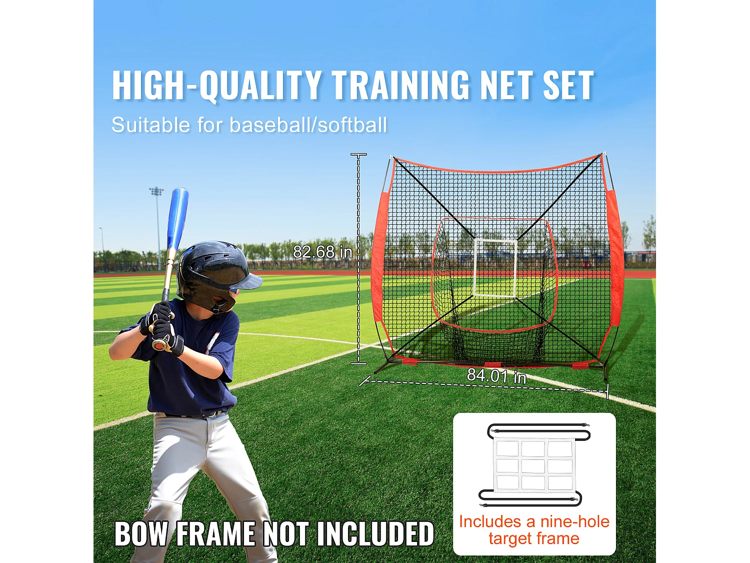 Rete di Allenamento SucceBuy di Baseball e di Softball 213x213 CM, Aiuto all'Allenamento per Schlag und Schlag