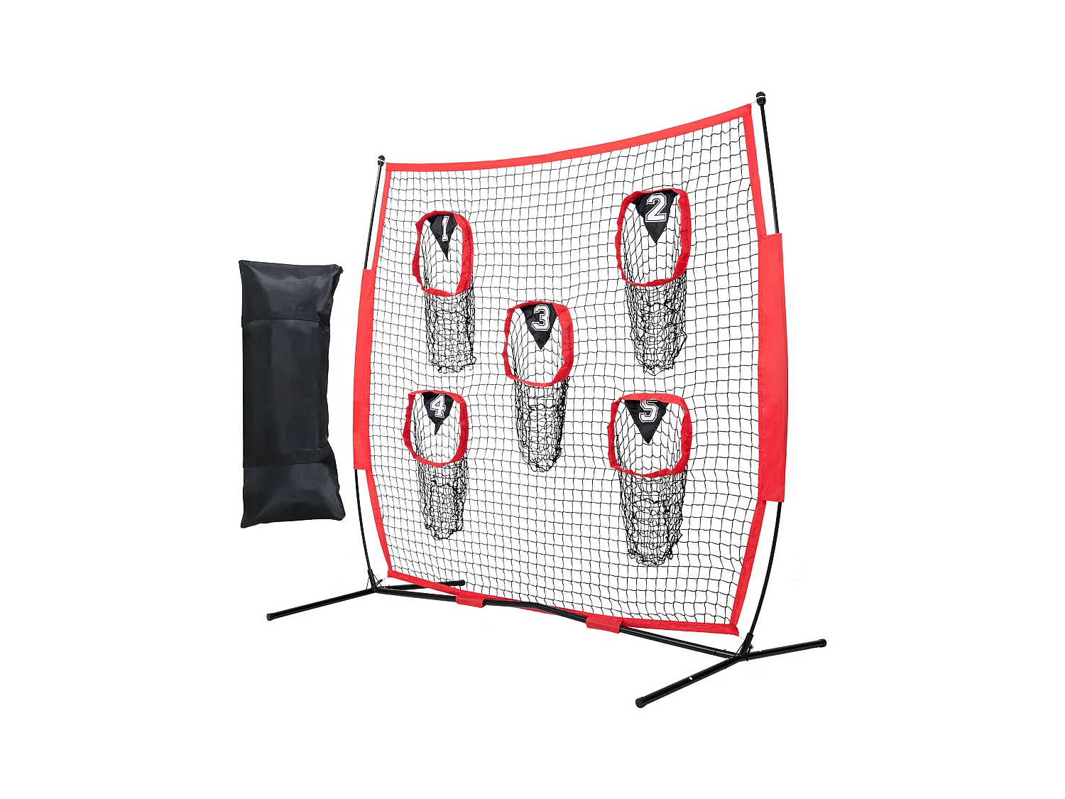 Siatka do Rzucania Piłki Amerykańskiej SucceBuy Przenośna 244 x 244 CM do Poprawy Dokładności QB, Czerwona
