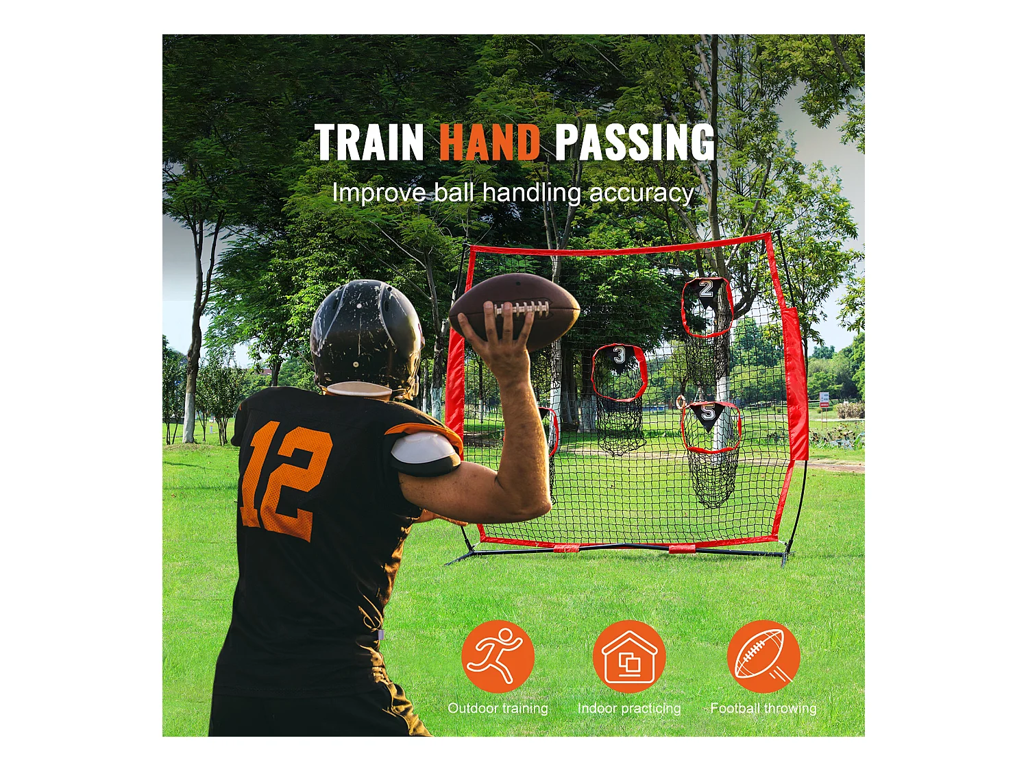 Filet de Lancer de Football SucceBuy Portable 183 x 183CM pour Améliorer La Précision du QB, Rouge