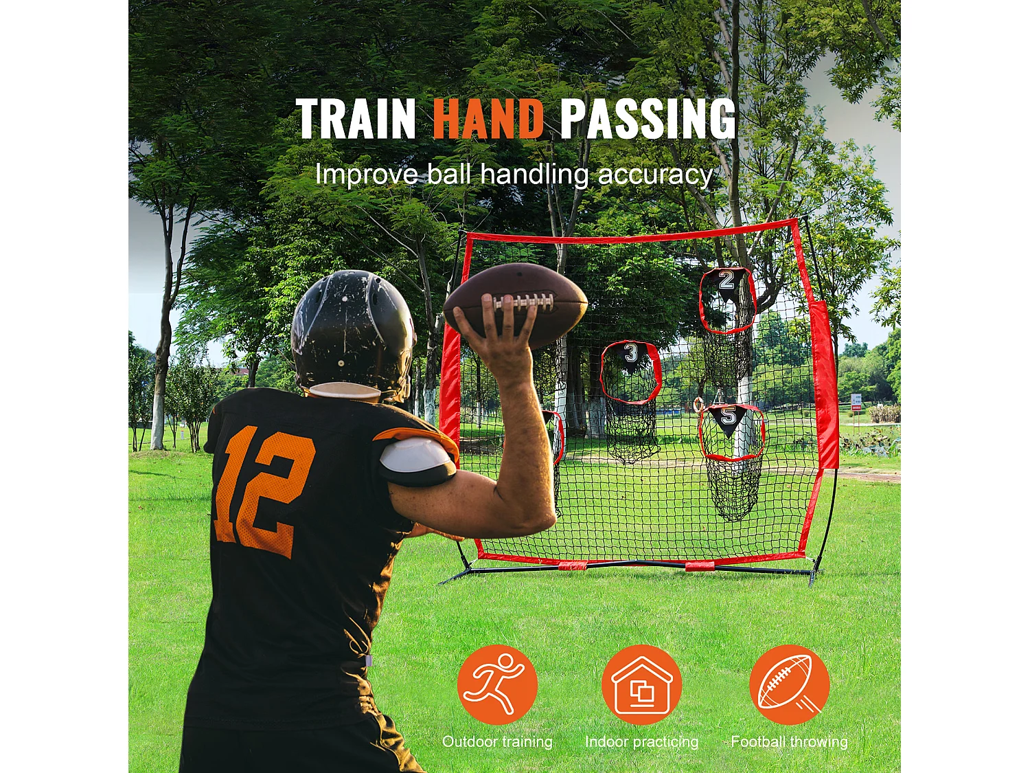 Filet de Lancer de Football SucceBuy Portable 183 x 183CM pour Améliorer La Précision du QB, Rouge