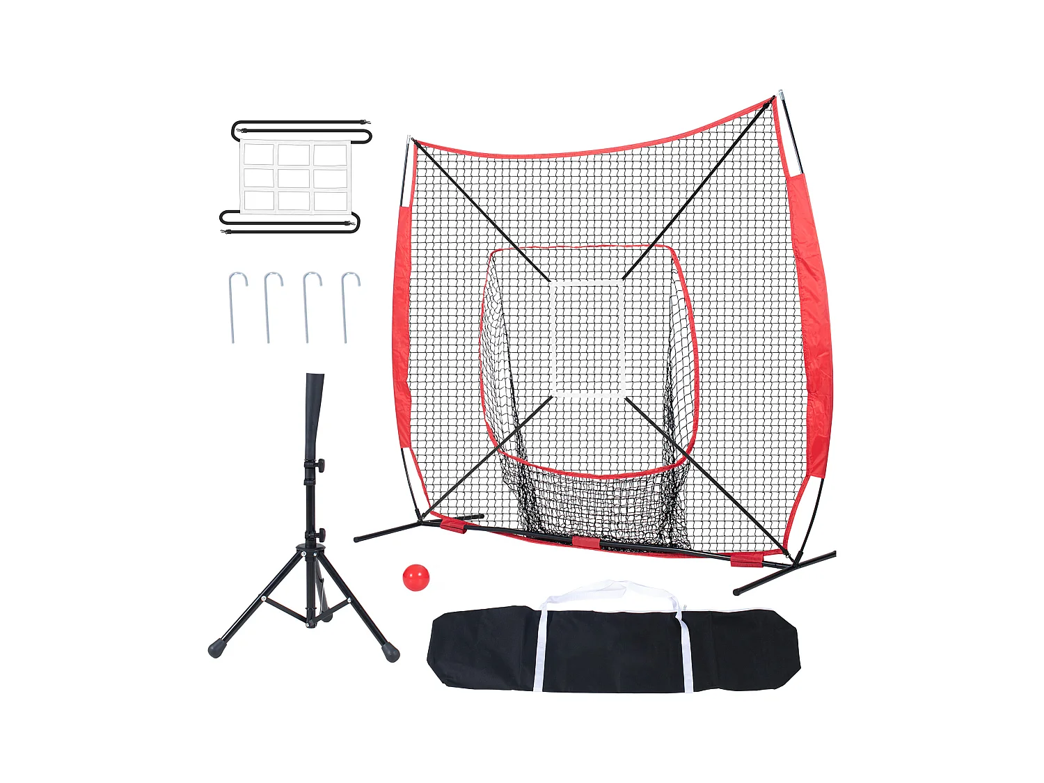 Filet d'Entraînement SucceBuy de Baseball et de Softball 213x213 cm avec Accessoires de Frappe et de Frappe pour Frapper, Frapper, Attraper