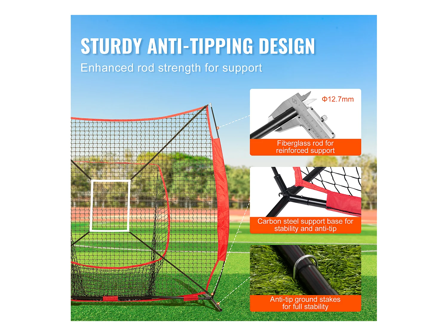 Filet d'Entraînement SucceBuy de Baseball et de Softball 213x213 cm avec Accessoires de Frappe et de Frappe pour Frapper, Frapper, Attraper