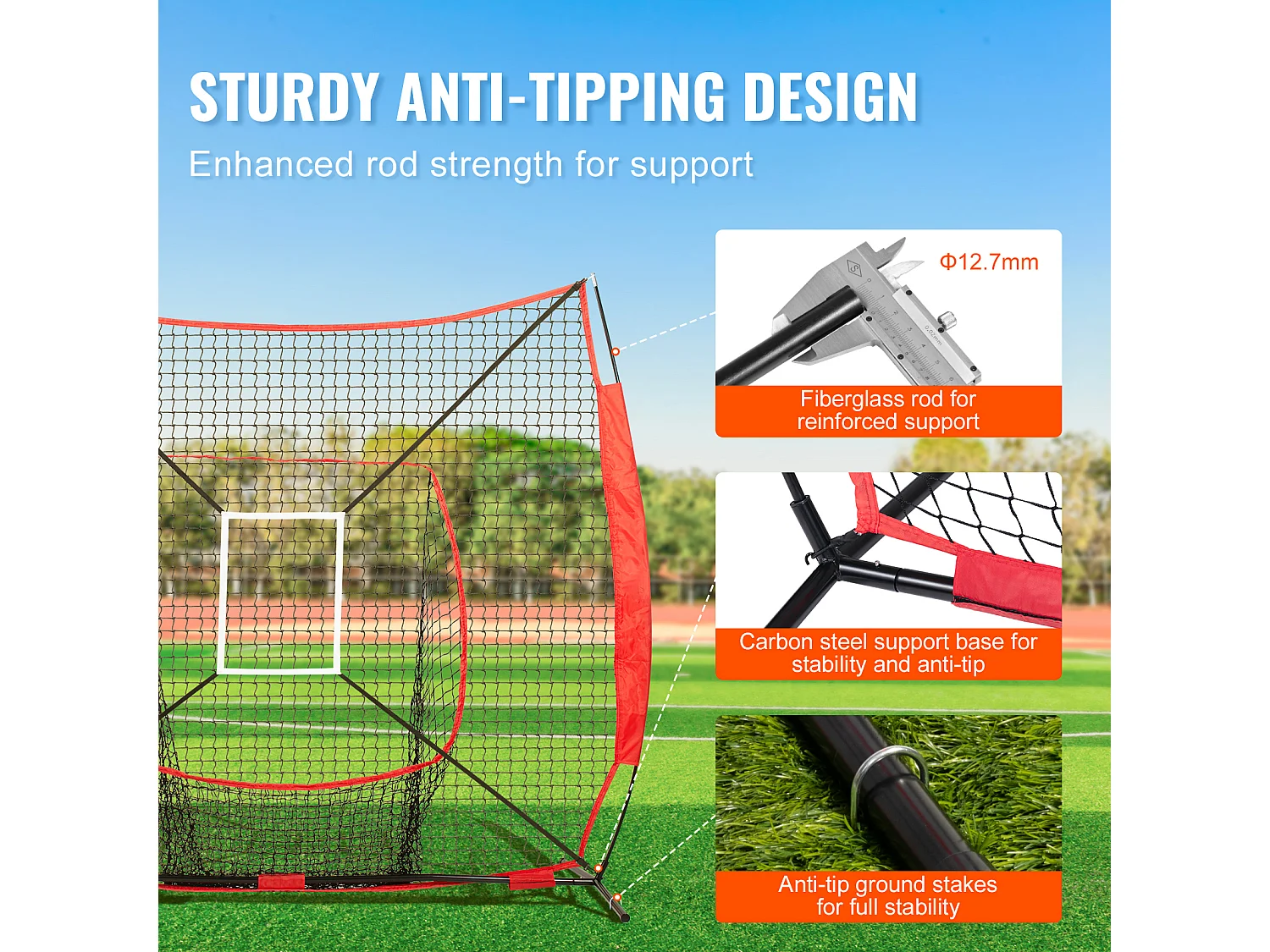 Filet d'Entraînement SucceBuy de Baseball et de Softball 213x213 cm avec Accessoires de Frappe et de Frappe pour Frapper, Frapper, Attraper