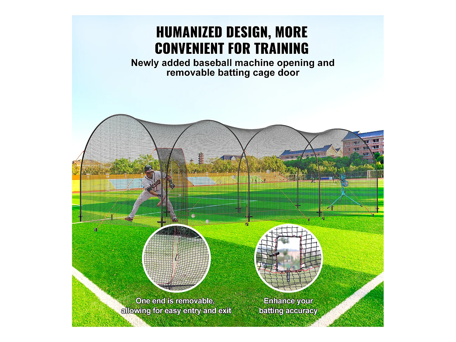 Klatka do Baseballu i Softballu SucceBuy 1006cm, Przenośna Klatka Treningowa z Torbą Transportową, Solidna Zamknięta Klatka do Rzucania dla Treningu