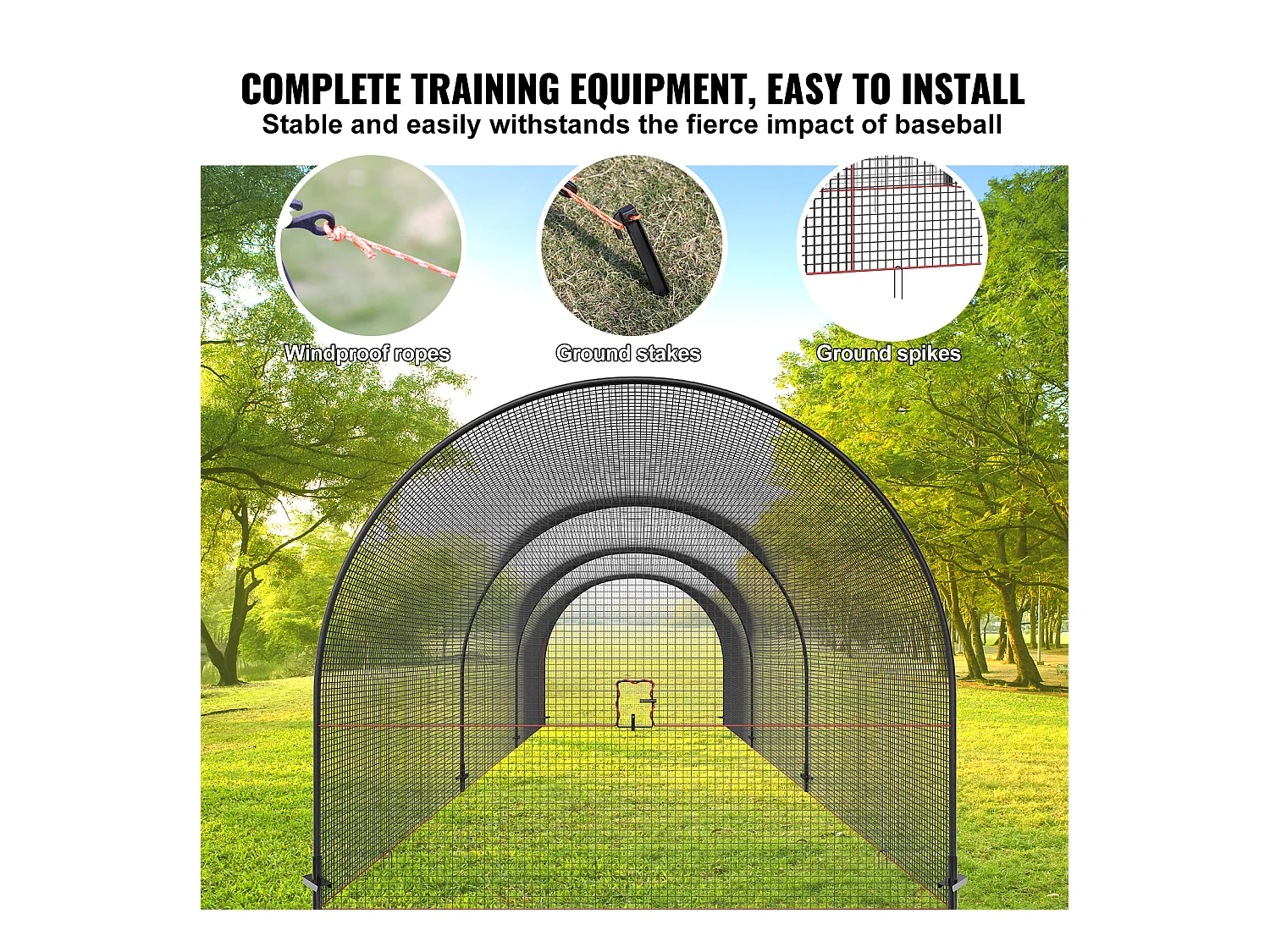 Klatka do Baseballu i Softballu SucceBuy 1006cm, Przenośna Klatka Treningowa z Torbą Transportową, Solidna Zamknięta Klatka do Rzucania dla Treningu