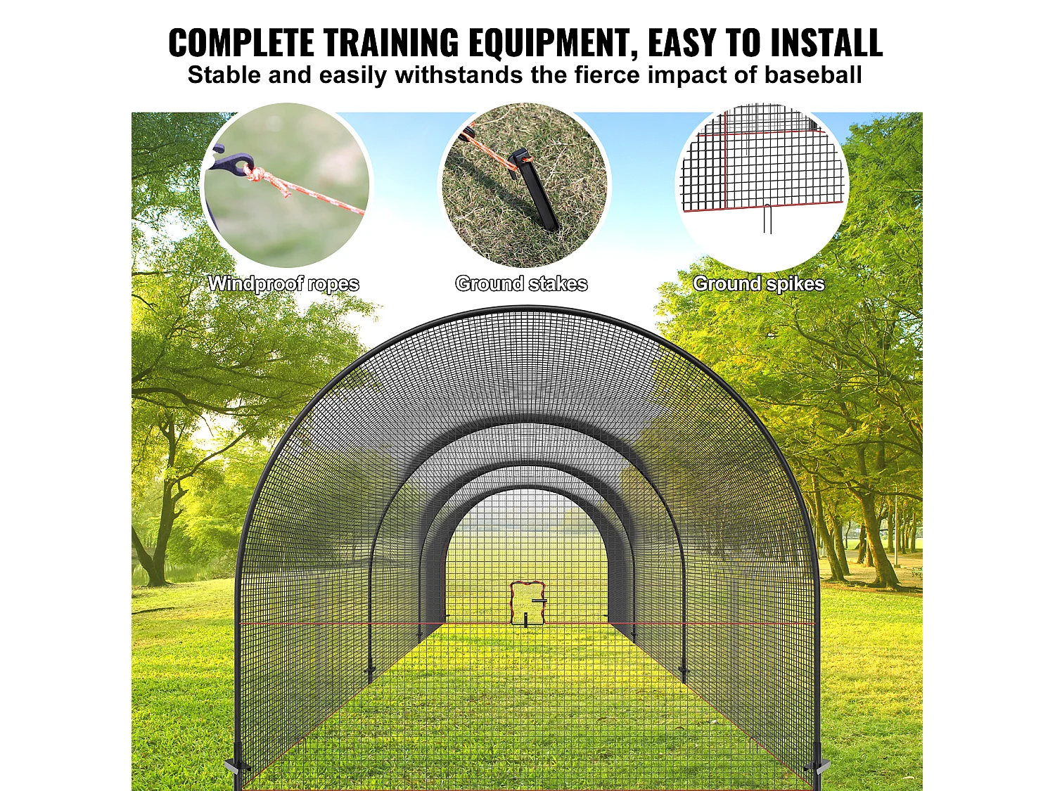 Cage de Baseball et Softball SucceBuy 1006cm, Cage d'Entraînement Portable avec Sac de Transport, Cage de Lancer Fermée Robuste pour l'Entraînement