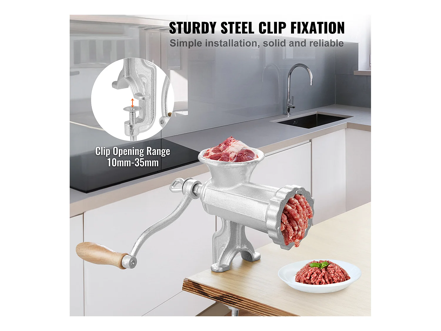 Hachoir à Viande Manuel SucceBuy, en Fonte Robuste avec Pince de Table en Acier