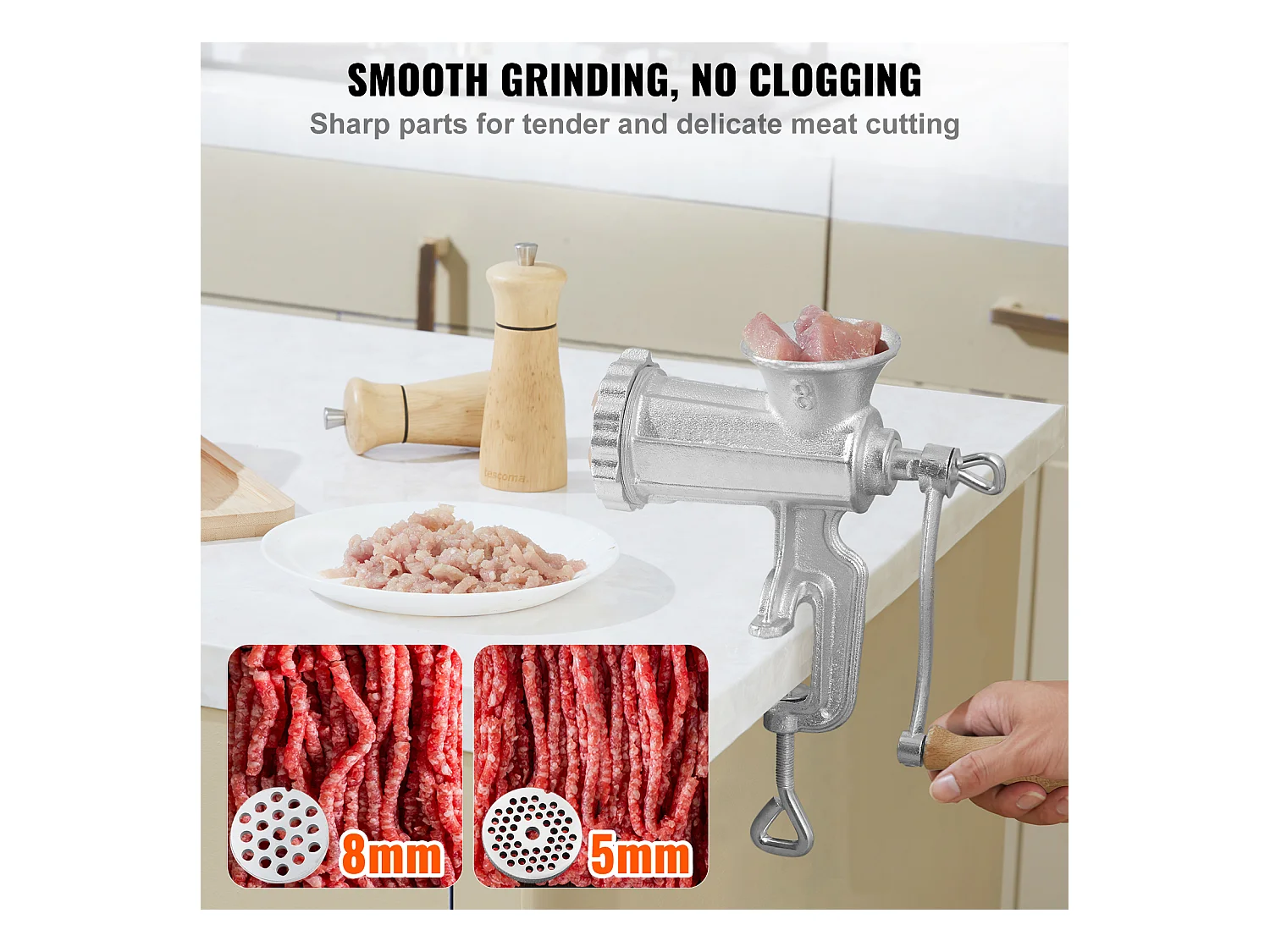 Hachoir à Viande Manuel SucceBuy, en Fonte Robuste avec Pince de Table en Acier