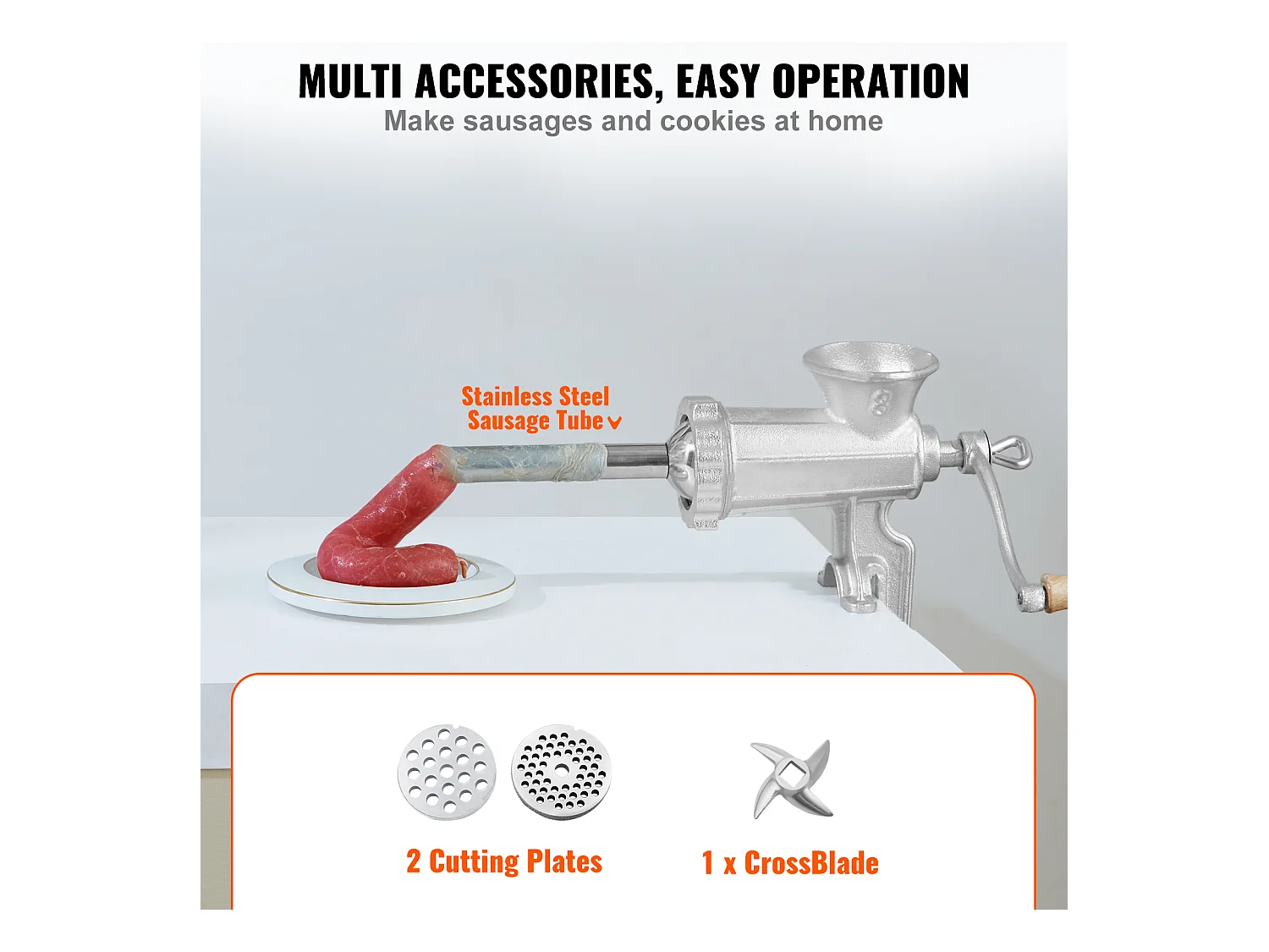 Hachoir à Viande Manuel SucceBuy, en Fonte Robuste avec Pince de Table en Acier