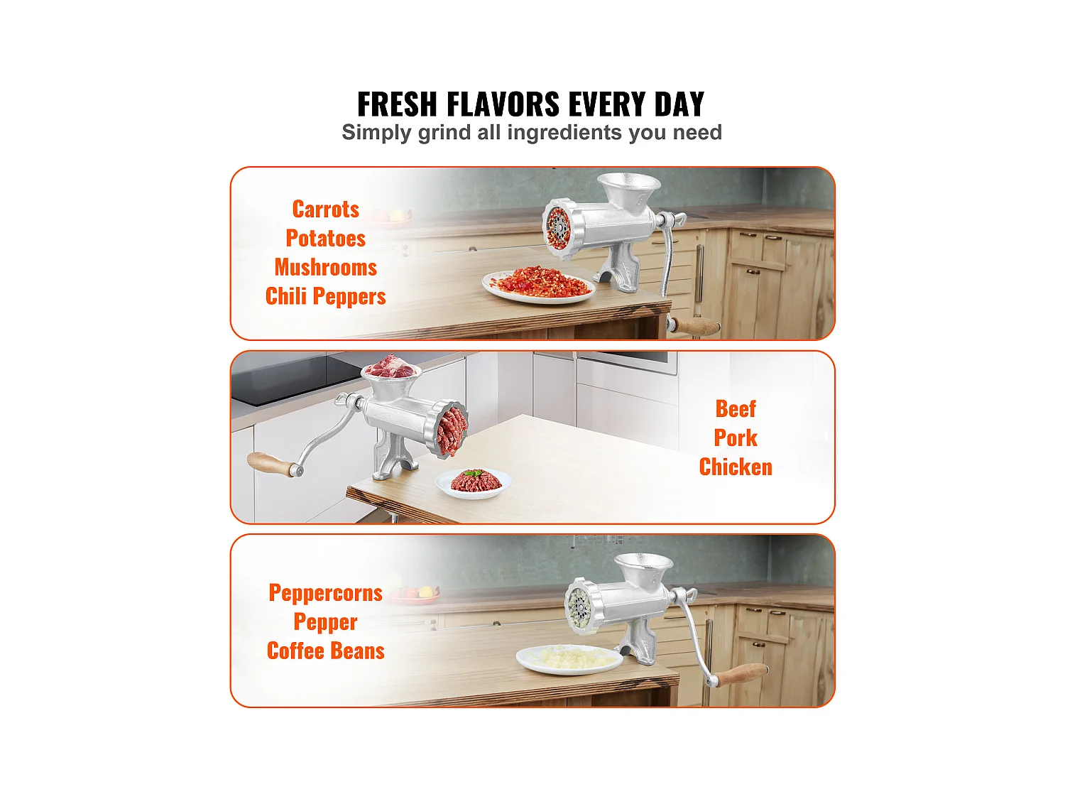 Hachoir à Viande Manuel SucceBuy, en Fonte Robuste avec Pince de Table en Acier