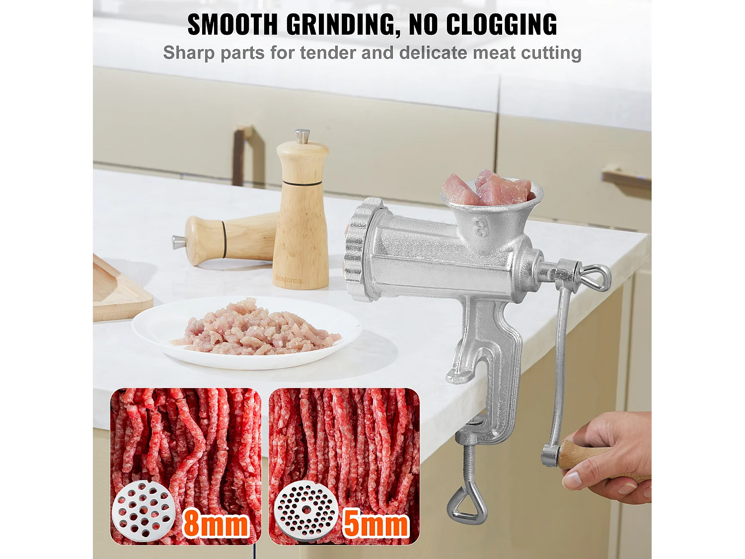 Tritacarne Manuale SucceBuy, In Ghisa Robusta Con Morsetto Da Tavolo In Acciaio