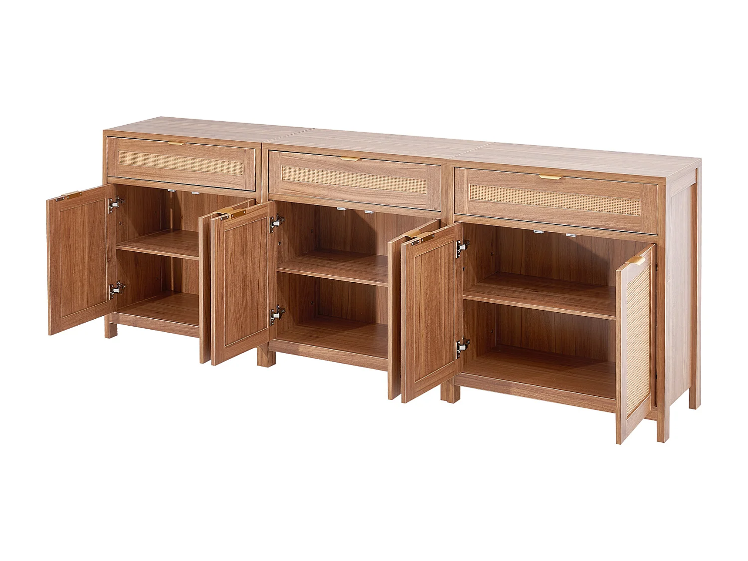 Armoire de Rangement SucceBuy Ensemble de 3 Armoires en Rotin, Étages Réglables pour Un Rangement Spacieux dans le Couloir, l'Entrée, le Salon