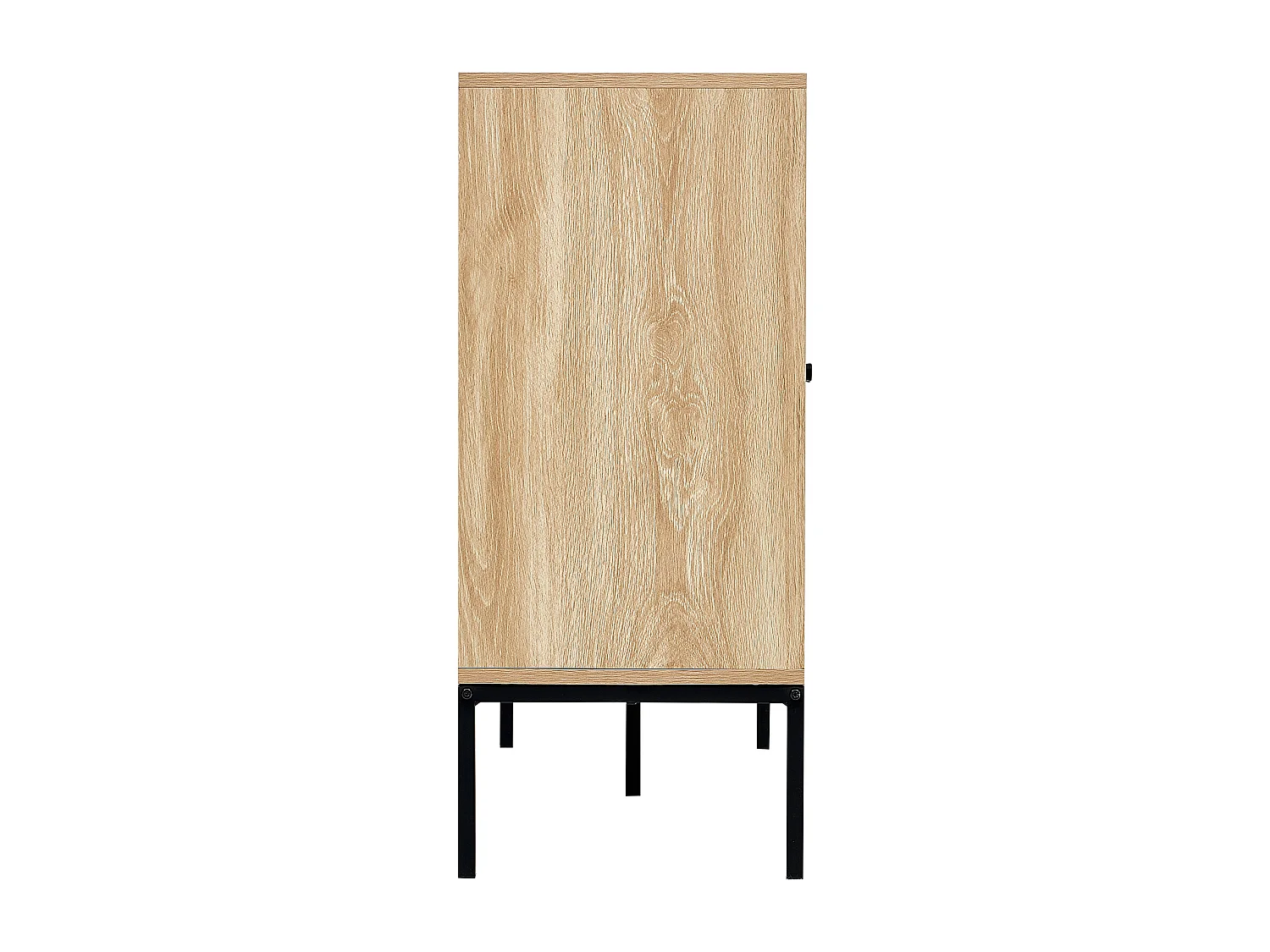 Opbergkast SucceBuy Kast van Rotan met 4 Magnetische Deuren en Verstelbare Planken, voor Gang, Woonkamer, Keuken - Natuurlijke Afwerking