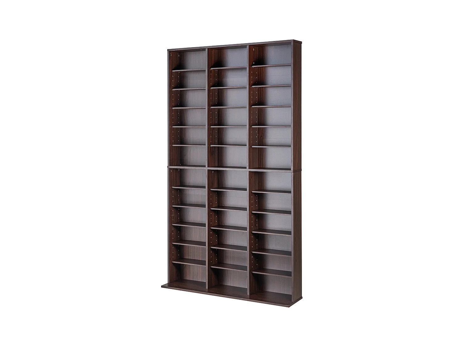 Vitrine  SucceBuy  Armoire de Rangement Multimédia Étagère Réglable  Meuble de Rangement Multimédia, Étagères Réglables pour DVD à 12 Niveaux, Expresso