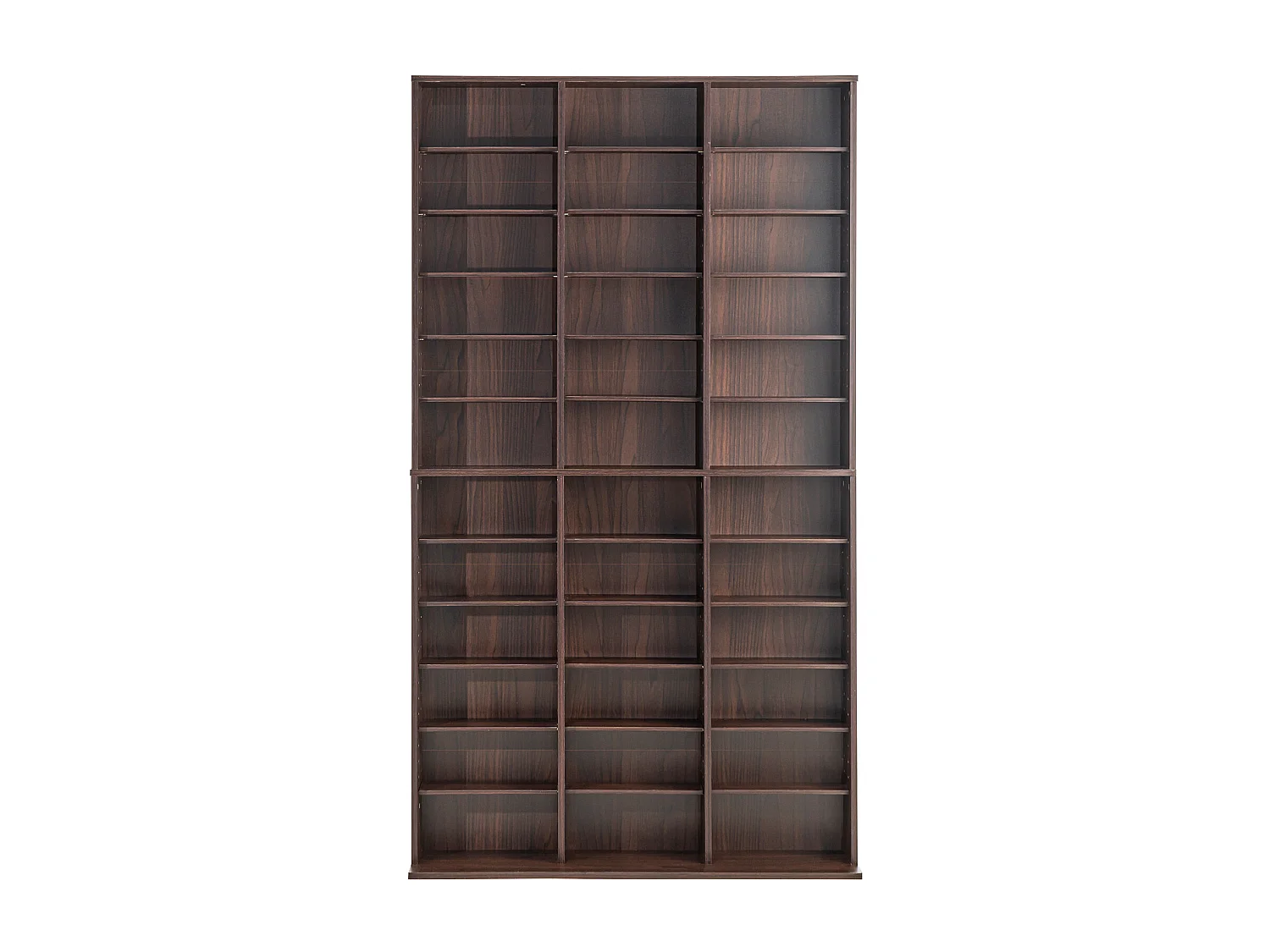 Vitrine  SucceBuy  Armoire de Rangement Multimédia Étagère Réglable  Meuble de Rangement Multimédia, Étagères Réglables pour DVD à 12 Niveaux, Expresso