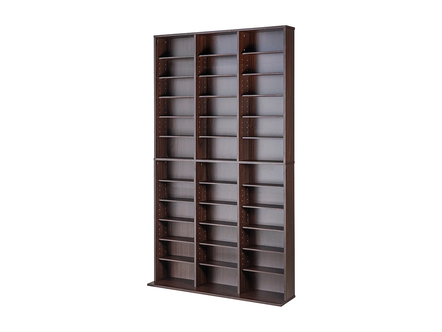 Vitrine  SucceBuy  Armoire de Rangement Multimédia Étagère Réglable  Meuble de Rangement Multimédia, Étagères Réglables pour DVD à 12 Niveaux, Expresso