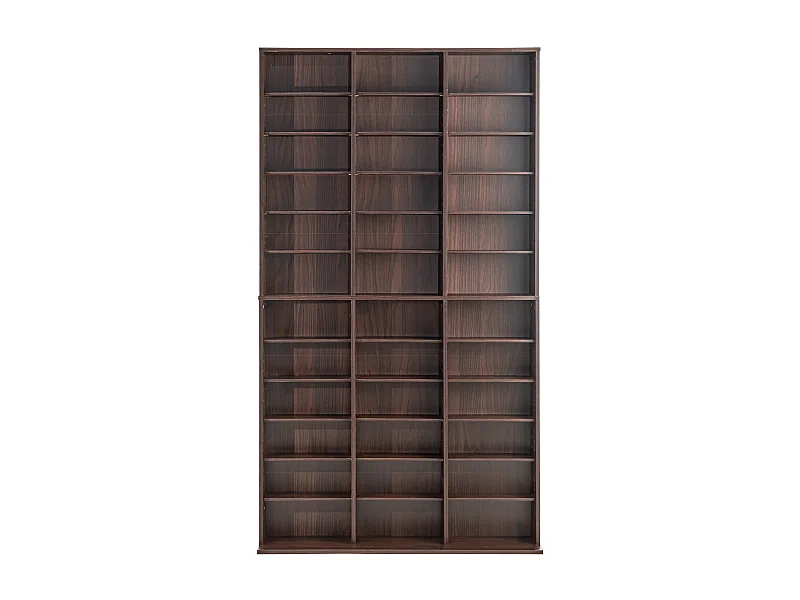 Vitrine  SucceBuy  Armoire de Rangement Multimédia Étagère Réglable  Meuble de Rangement Multimédia, Étagères Réglables pour DVD à 12 Niveaux, Expresso