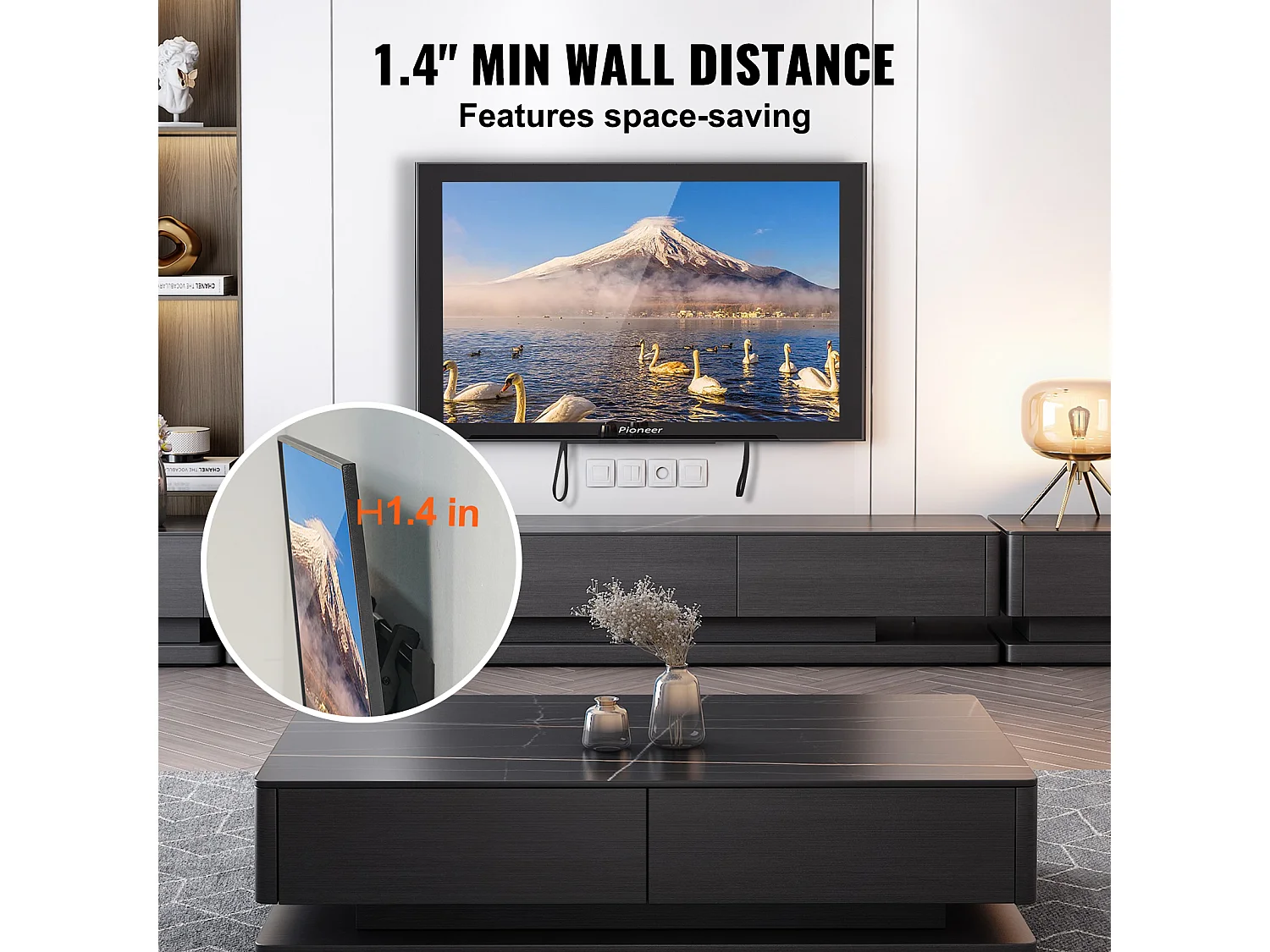 Wieżańca Ścienna Uniwersalna SucceBuy, dla Telewizora Niskiego Profilu, Kompatybilna z Telewizorami o Rozmiarze 94–178 cm